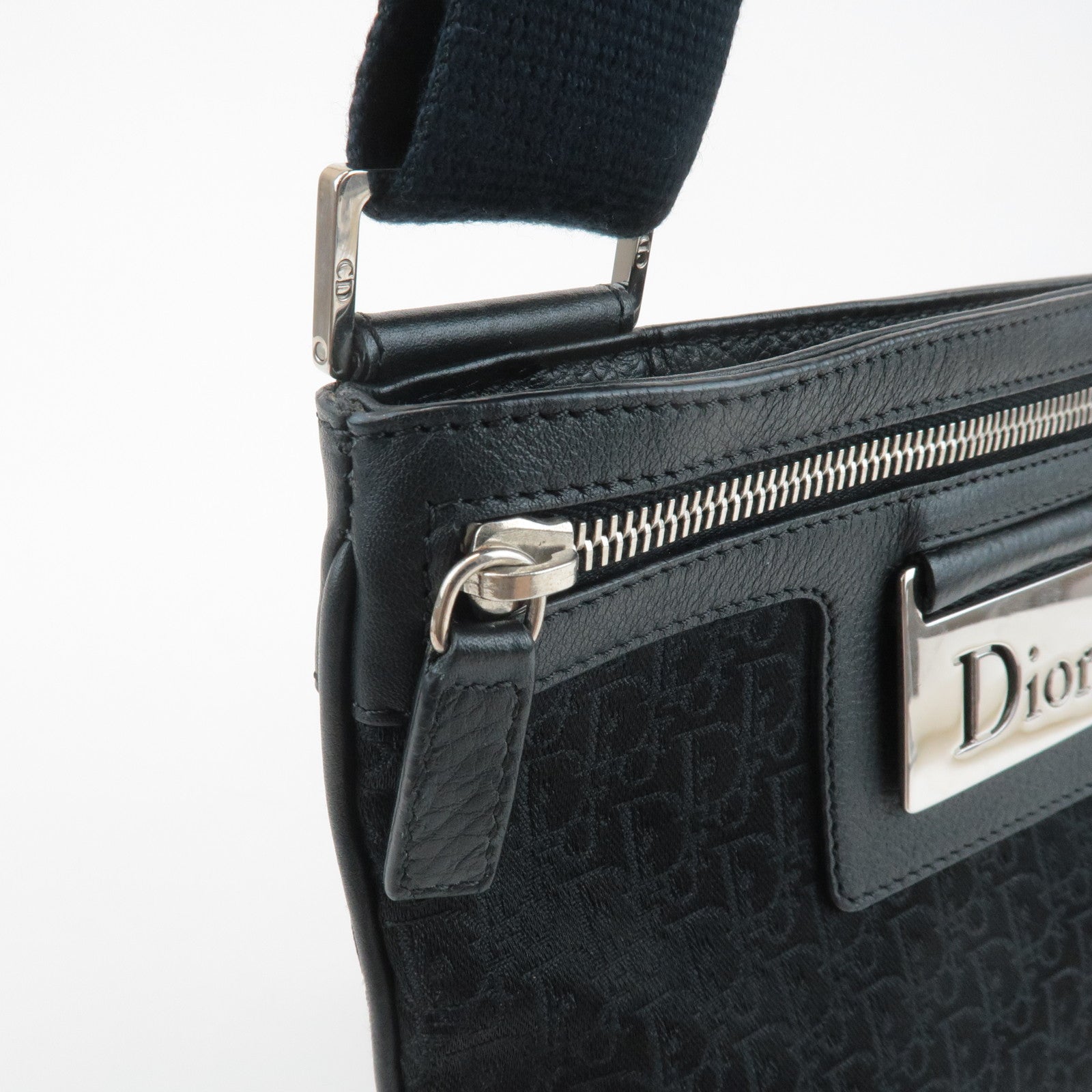 Christian Dior Trotter Street Chic Leather Canvas Shoulder Bag Used