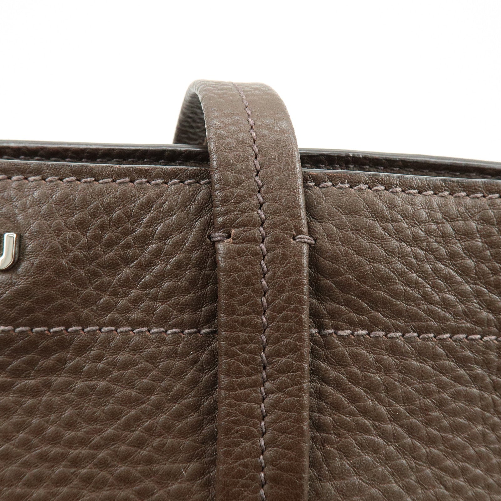 MIU MIU Logo Leather Tote Bag Shoulder Bag Hand Bag Dark Brown