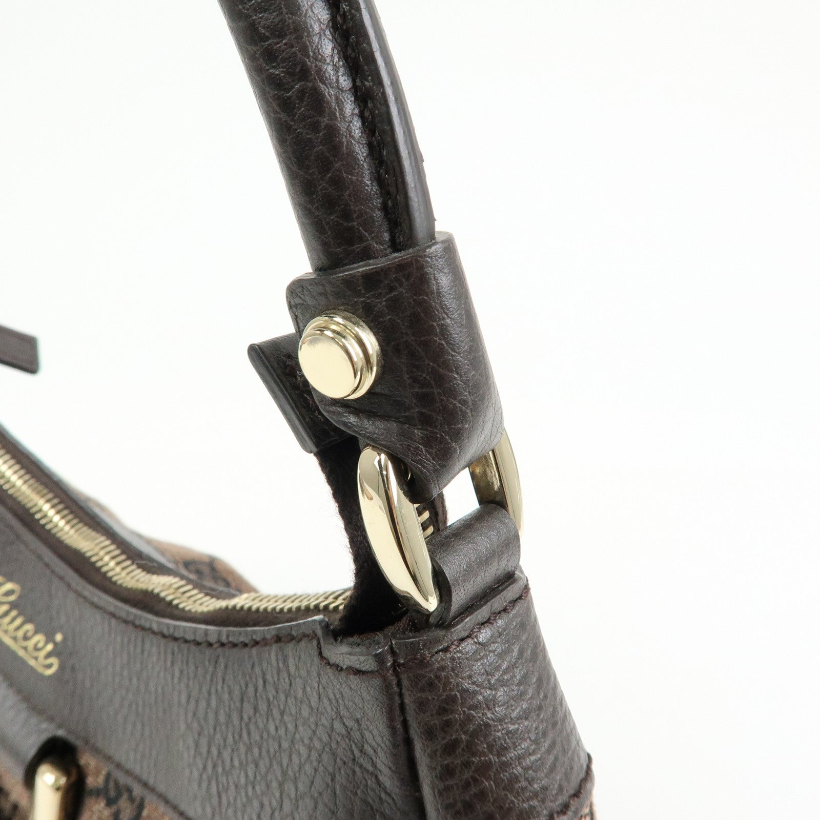 GUCCI Abbey GG Canvas Leather Shoulder Bag Hand Bag Brown 265692