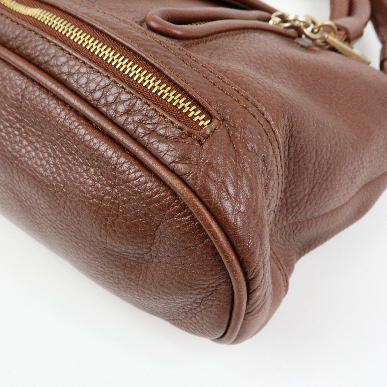Chloe Cherry Leather 2Way Bag Hand Bag Shoulder Bag Brown