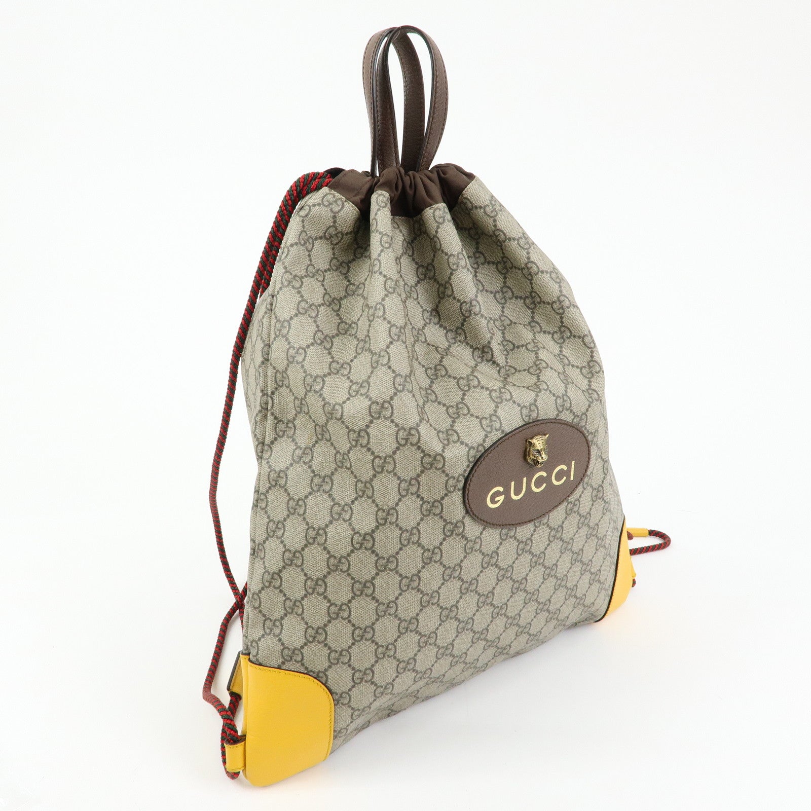 GUCCI GG Supreme PVC Leather Backpack Beige Yellow Brown 473872