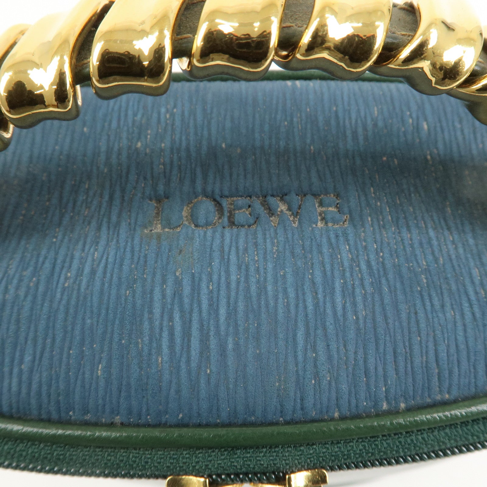LOEWE Velazquez Calf Leather Hand Bag Vanity Bag Green