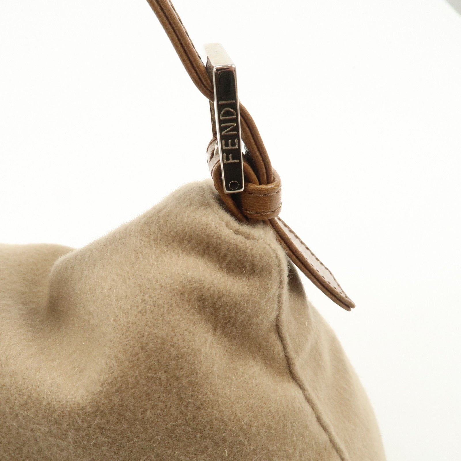 FENDI Zucca Mamma Baguette Wool Shoulder Bag Black Brown 26325