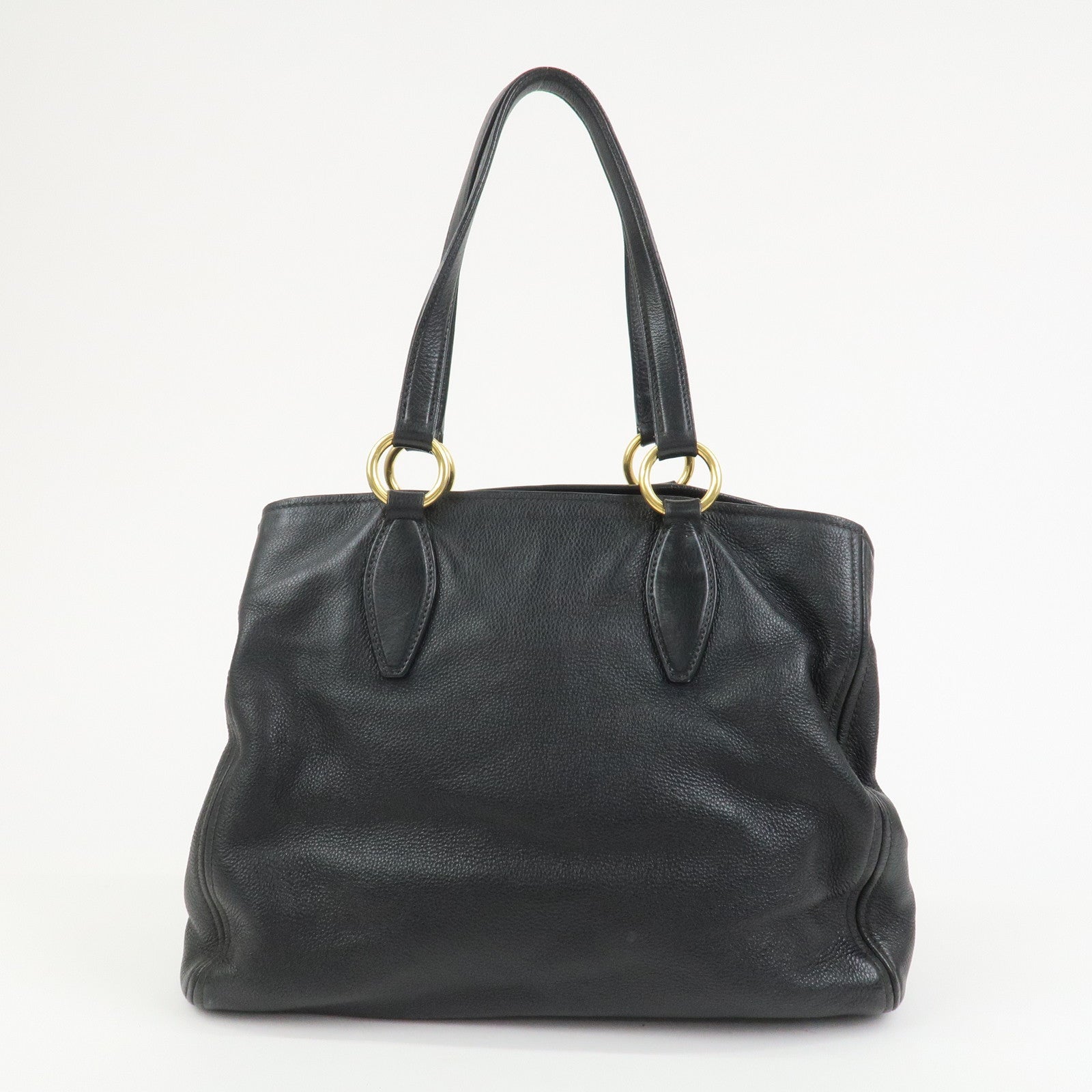 MIU MIU Logo Leather 2Way Bag Shoulder Bag Hand Bag Black RR1901
