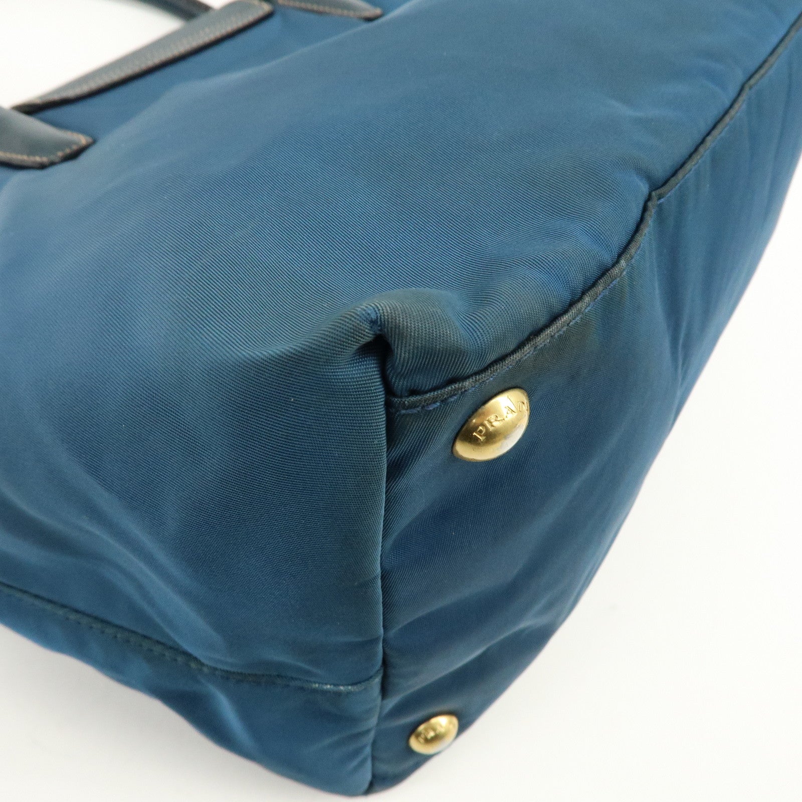 PRADA Triangle Logo 2Way Bag Hand Bag Shoulder Bag Blue BN2541