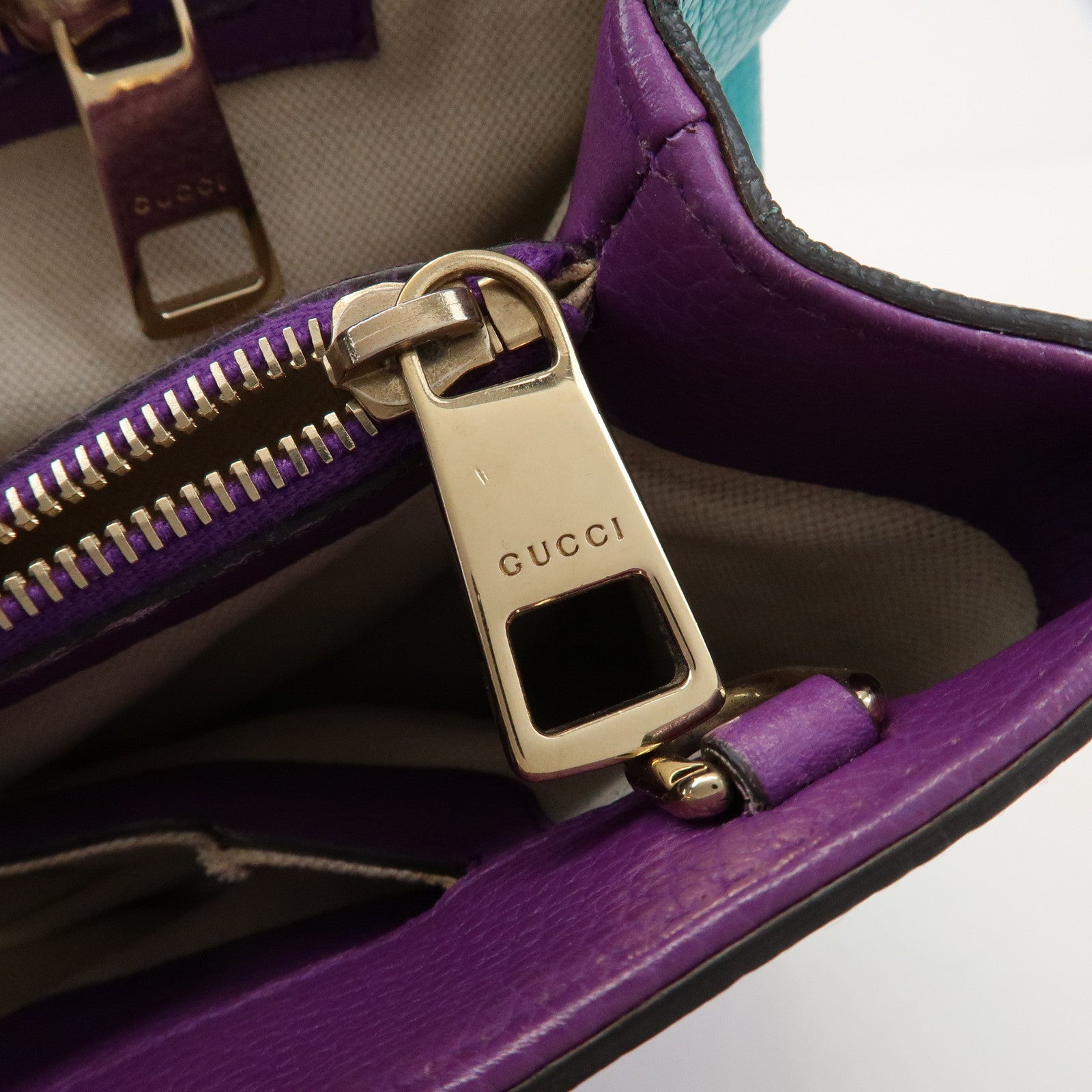 GUCCI Bamboo Shopper Medium 2Way Shoulder Bag Purple Blue 323660