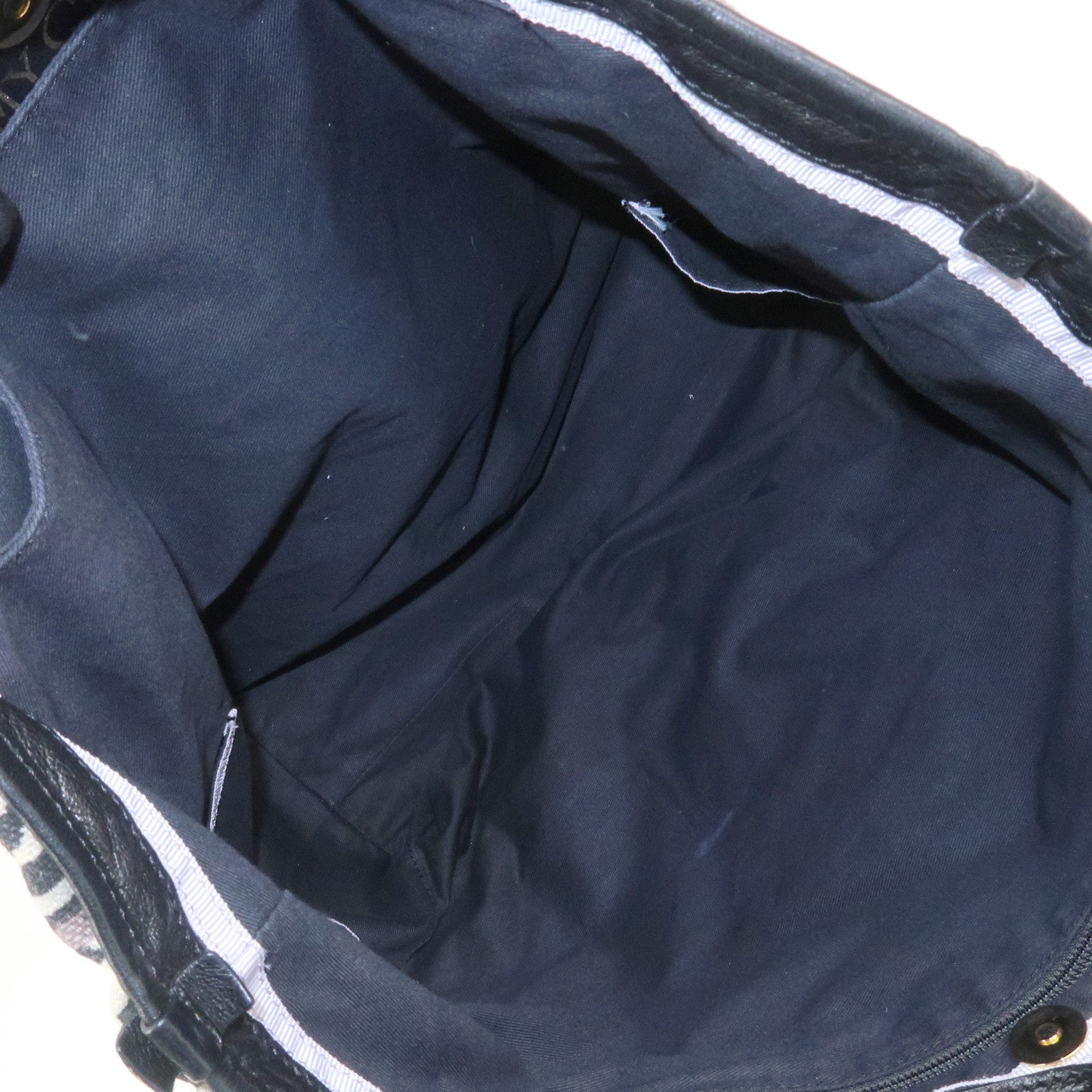 JIMMY CHOO Leopard Canvas Leather Tote Bag Shoulder Bag Ivory Black