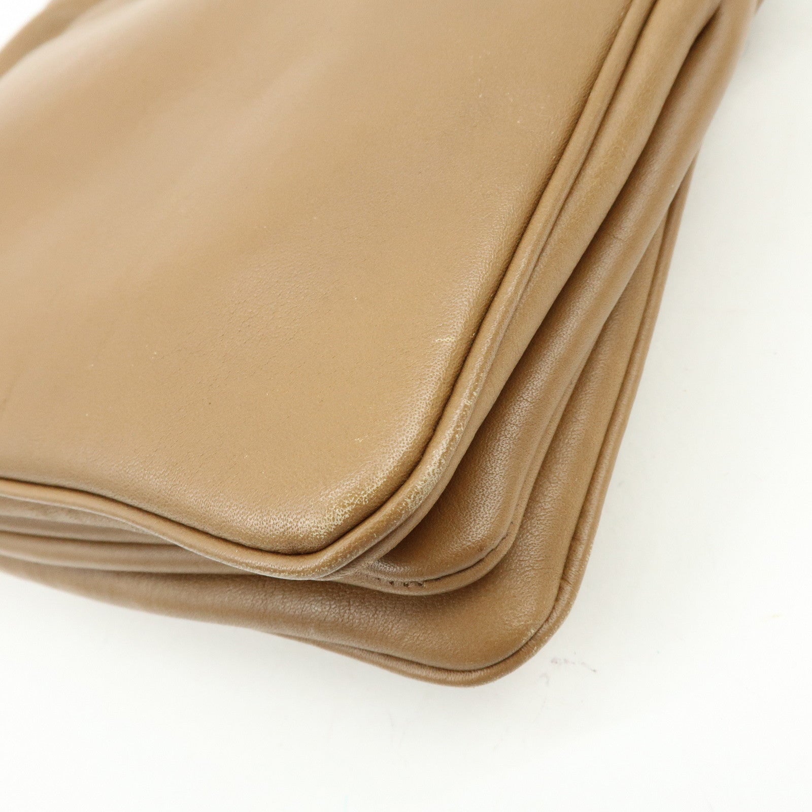 MIU MIU Logo Leather Shoulder Bag Hand Bag Brown