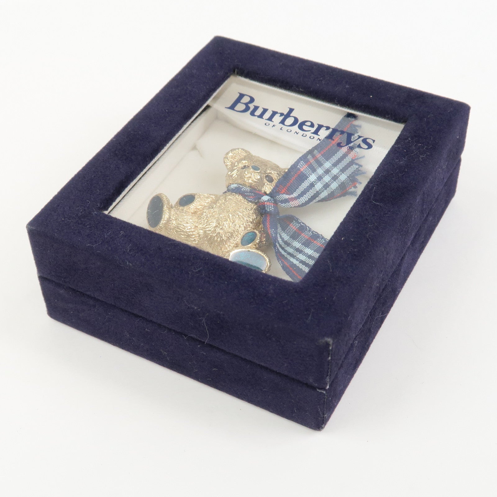 BURBERRY Plaid Metal Brooch Bear Gold
