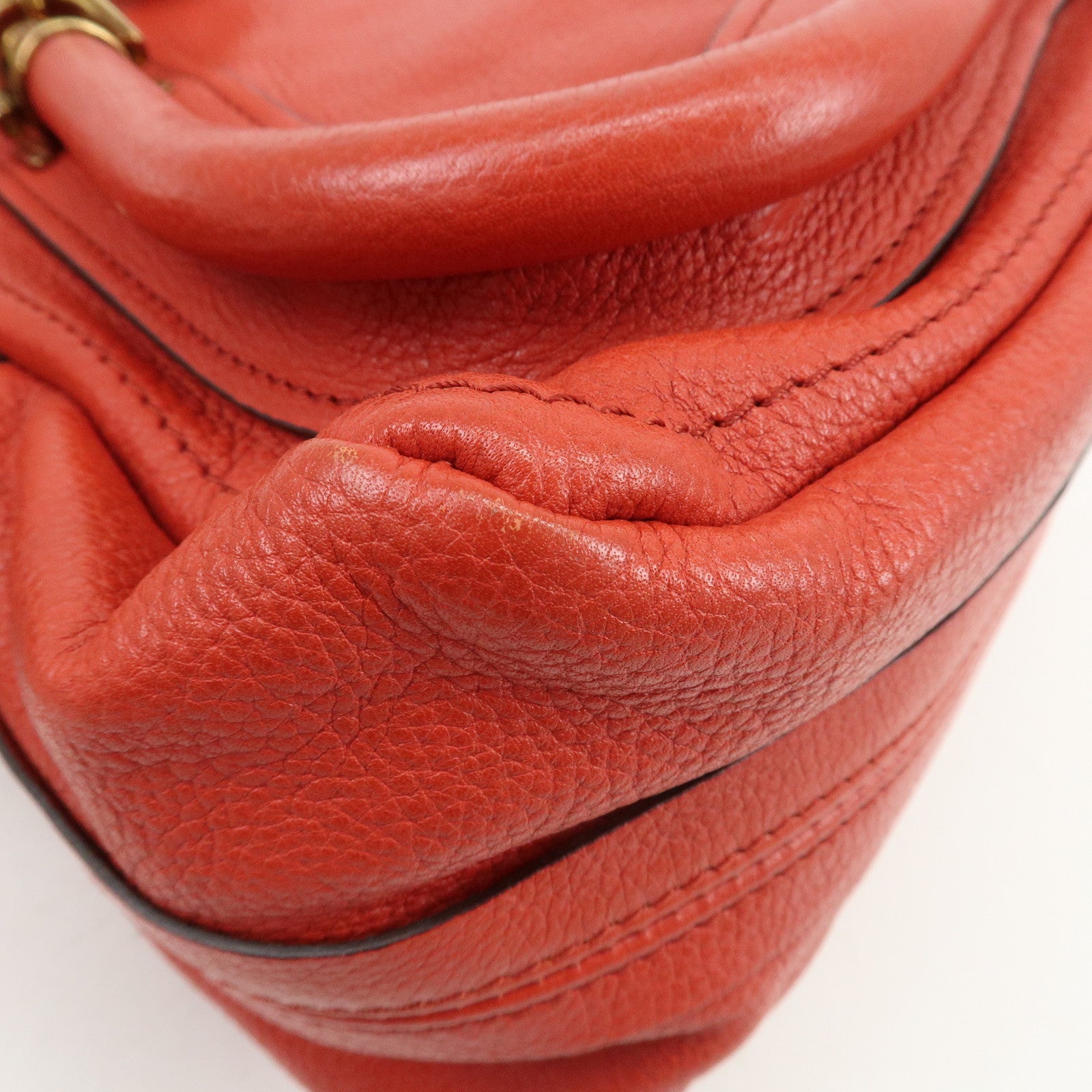 Chloe Paraty Leather 2Way Bag Shoulder Bag Hand Bag Red