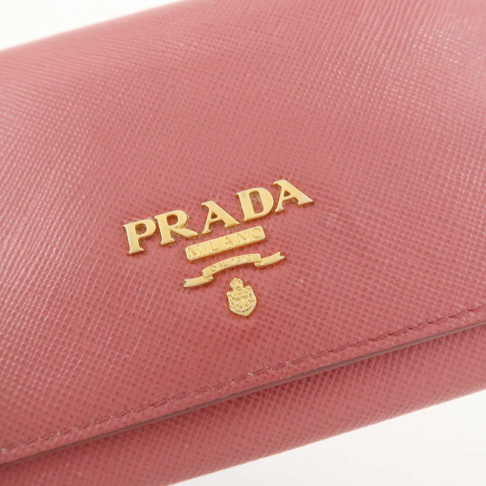 PRADA Logo Saffiano Leather Card Case Card Holder Pink 1M1362