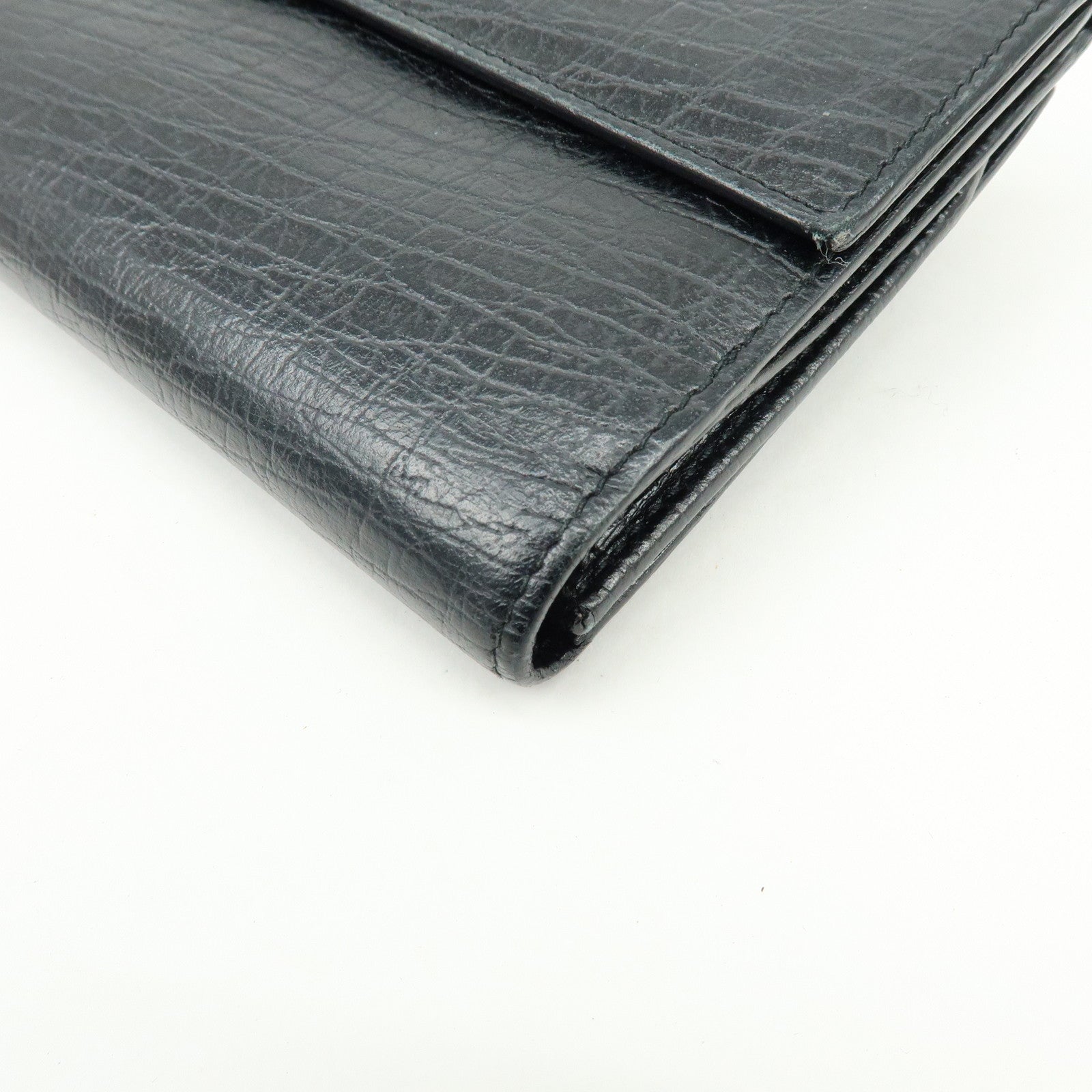 GUCCI Horsebit 1955 Embossed Leather Long Wallet Black 101602