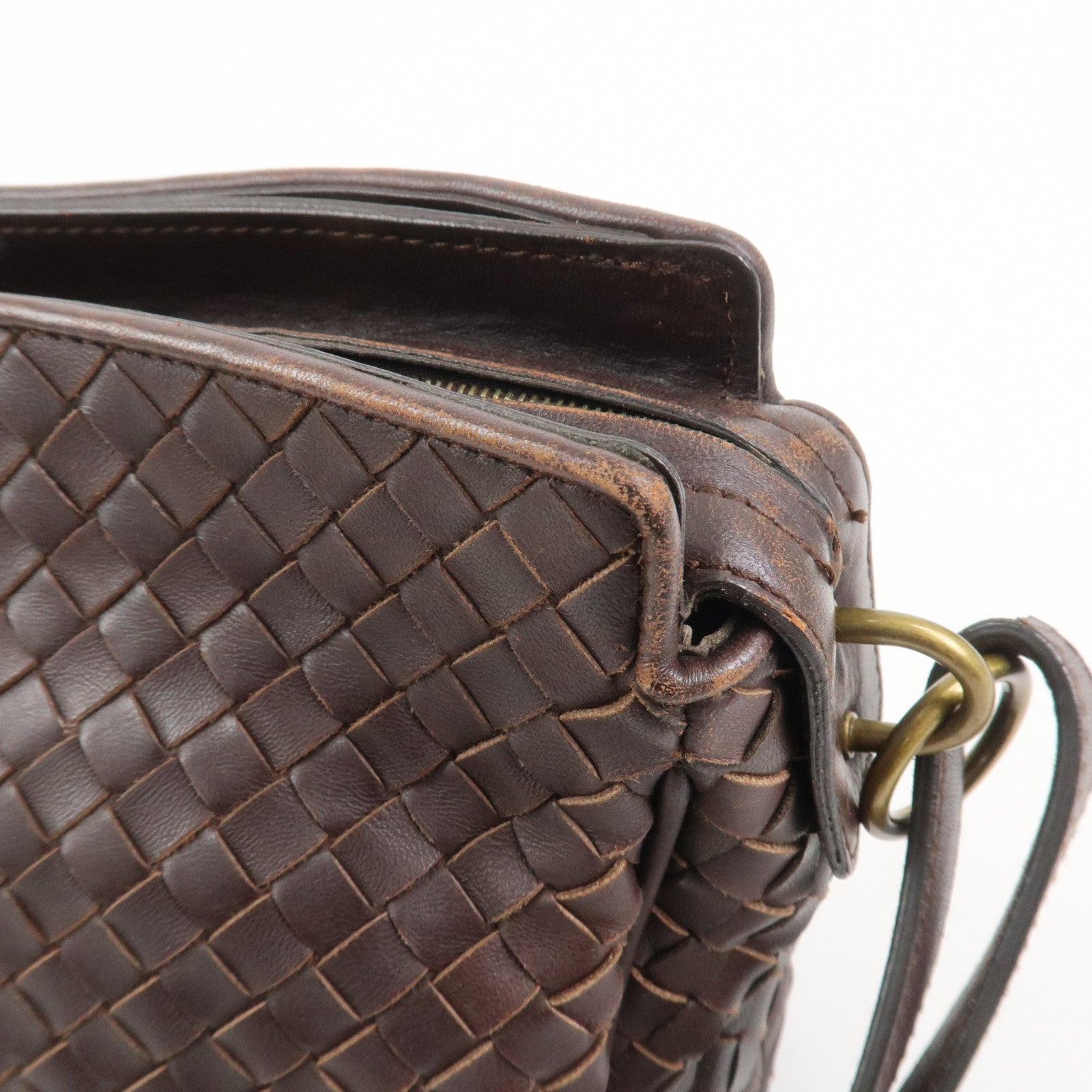 BOTTEGA VENETA Intrecciato Nappa Leather Shoulder Bag Brown