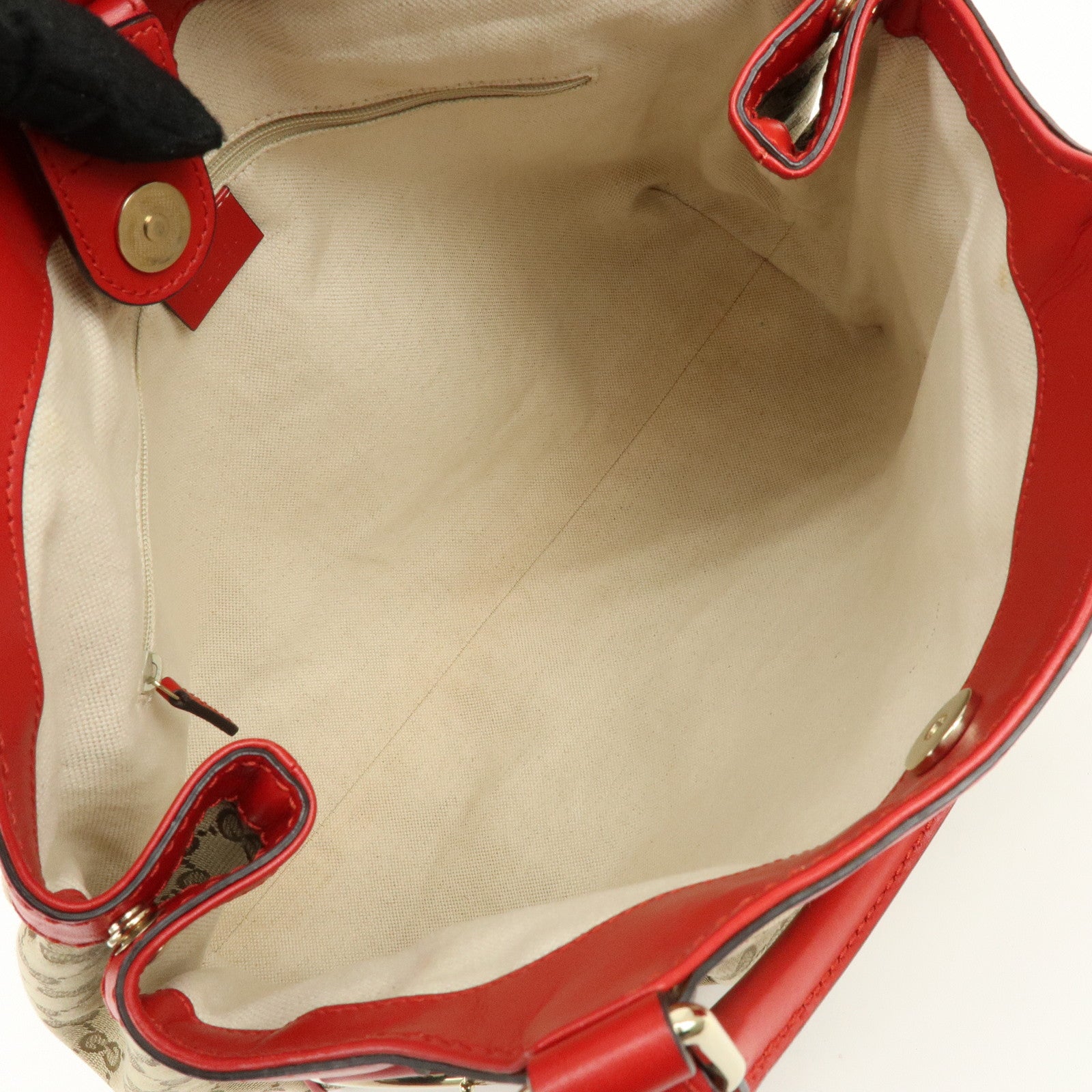 GUCCI Sukey Interlocking G GG Canvas Leather Tote Bag Beige Red
