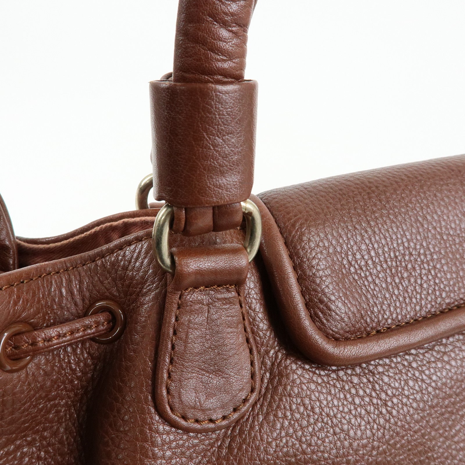 Chloe Cherry Leather 2Way Bag Hand Bag Shoulder Bag Brown