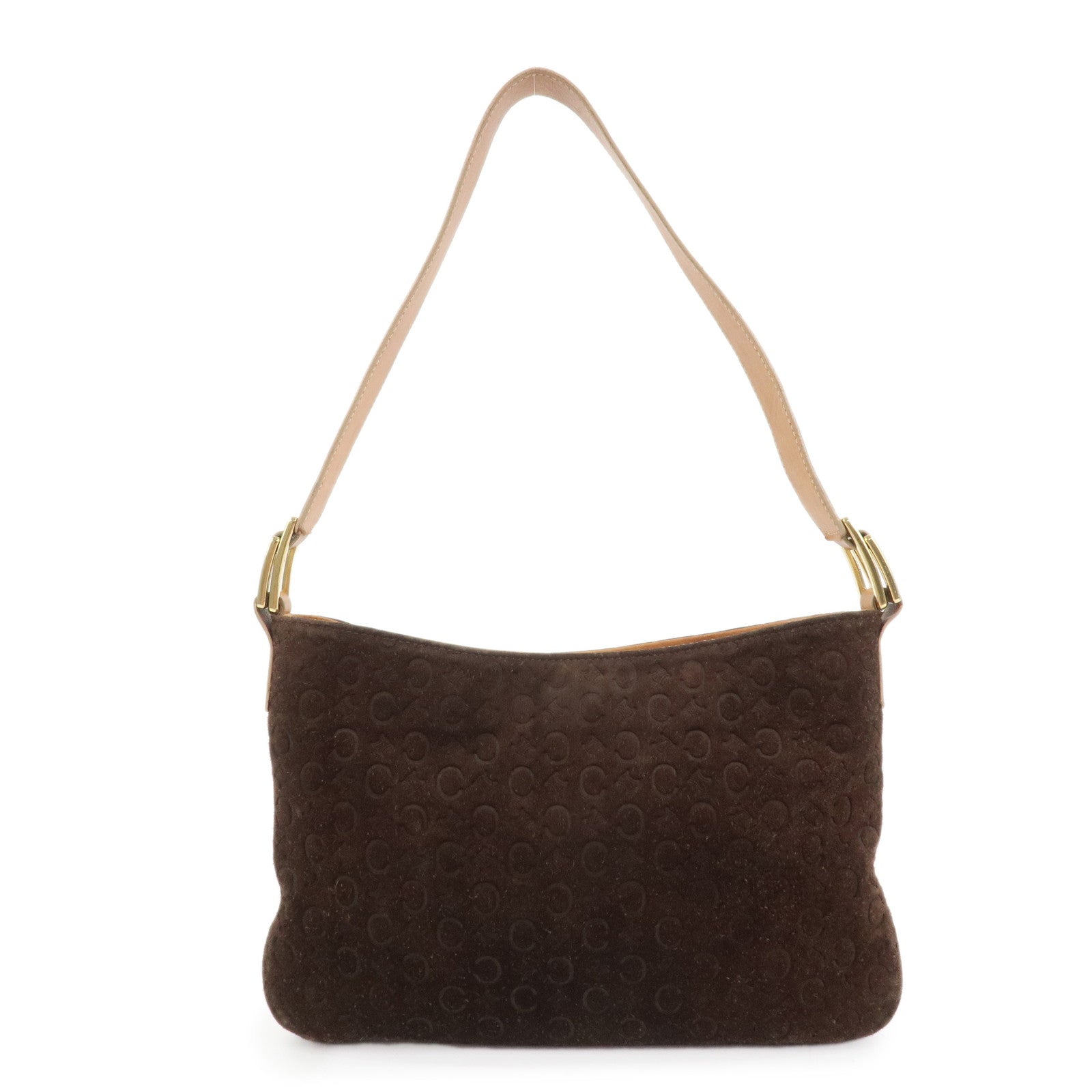 CELINE C Macadam Suede Leather Shoulder Bag Brown