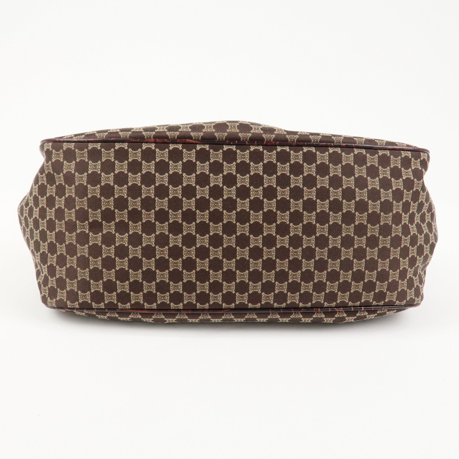 CELINE Macadam Canvas Emboss Leather Shoulder bag Dark Brown