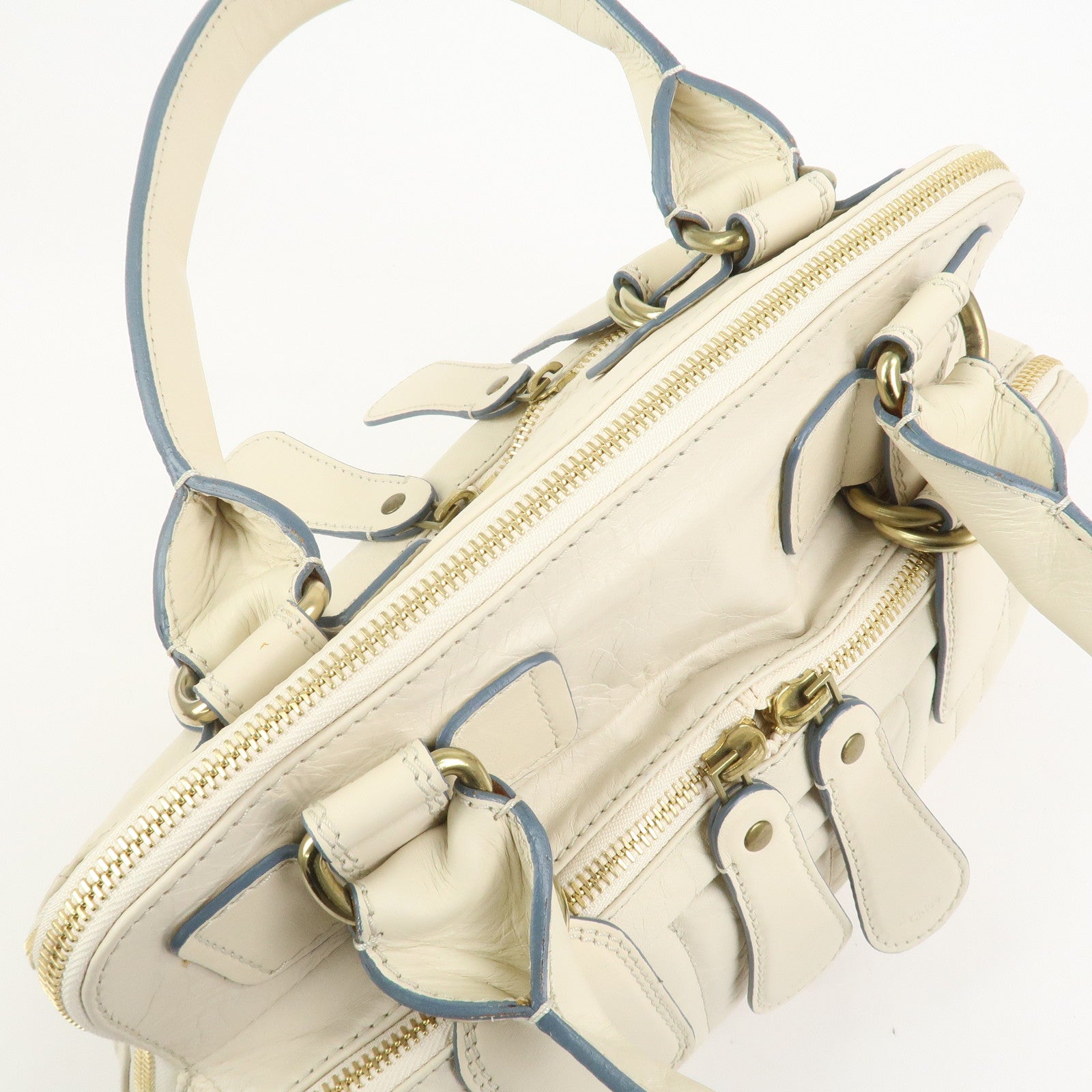 Chloe Bay Leather Hand Bag Shoulder Bag Ivory