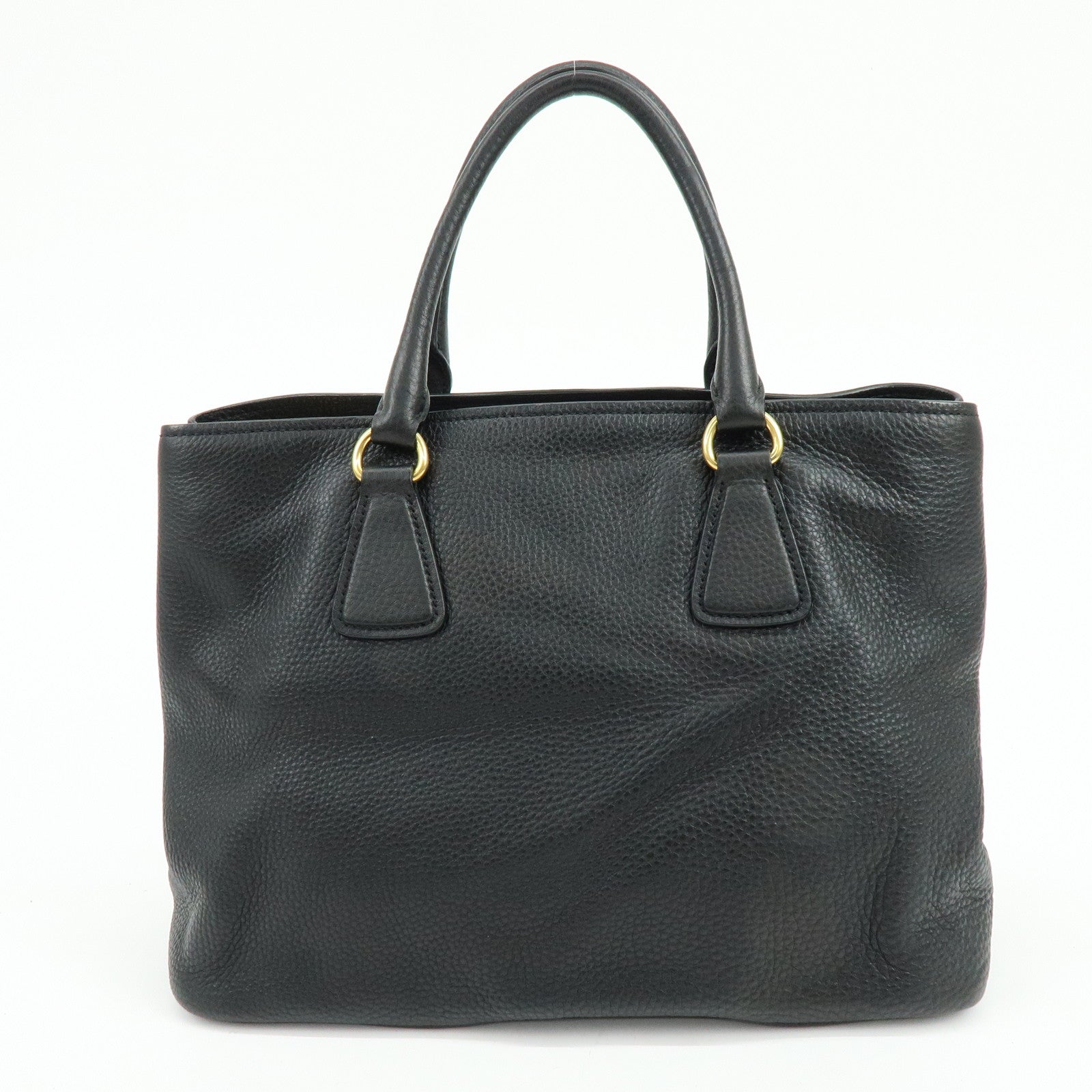PRADA Calf Leather Tote Bag Hand Bag Black BN2579