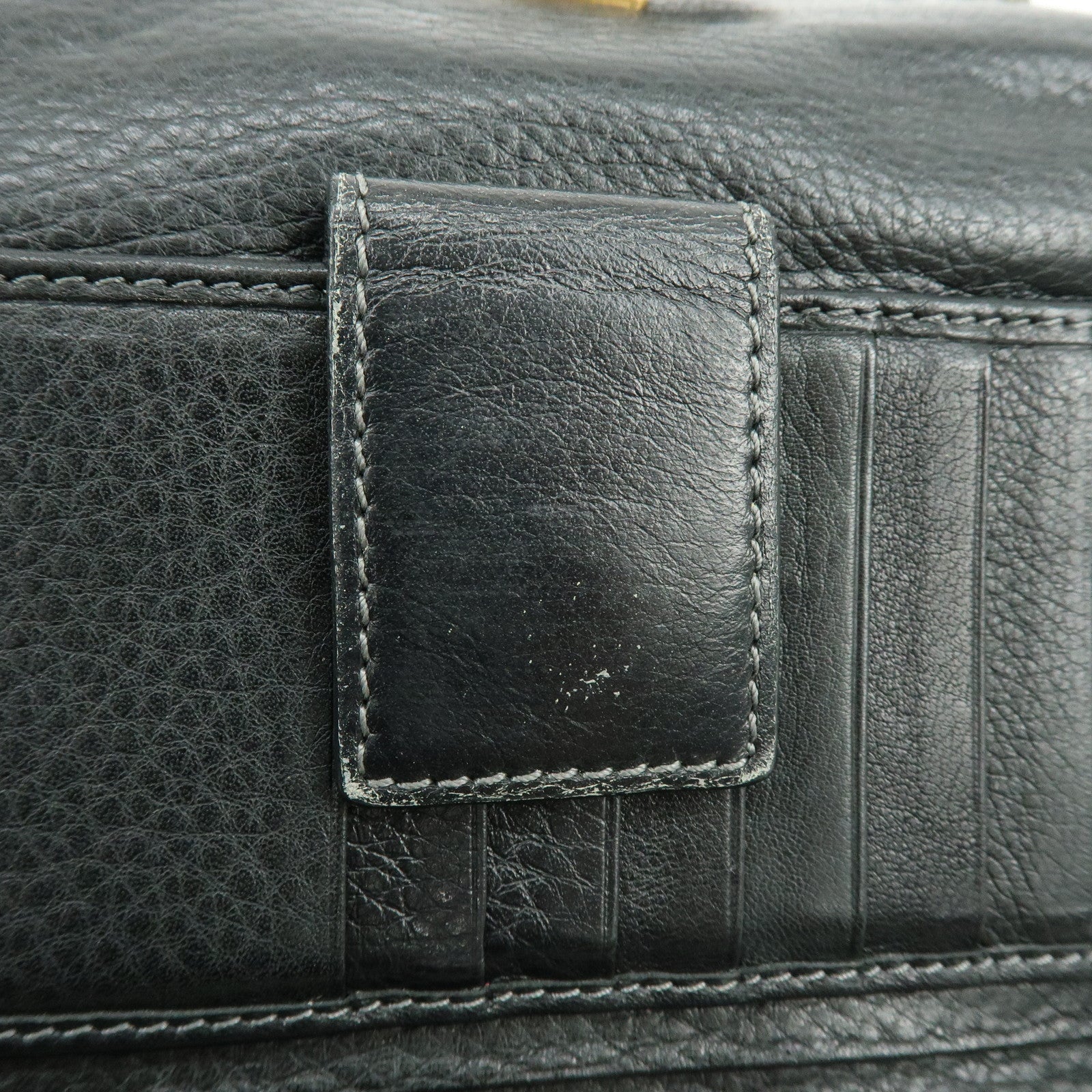 Chloe Paddington Leather Bi-fold Flap Long Wallet Black