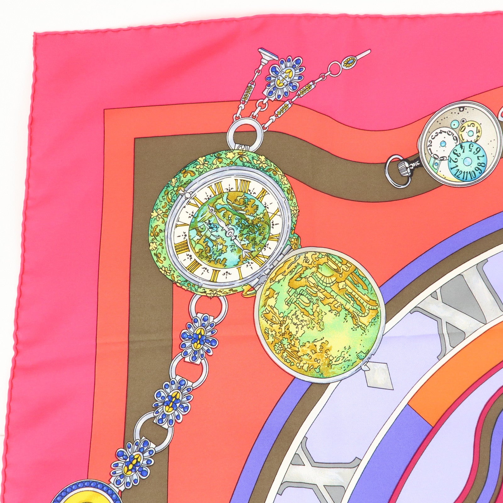 HERMES Carre90 Silk100% Scarf Parmi les fleurs je compte les heures