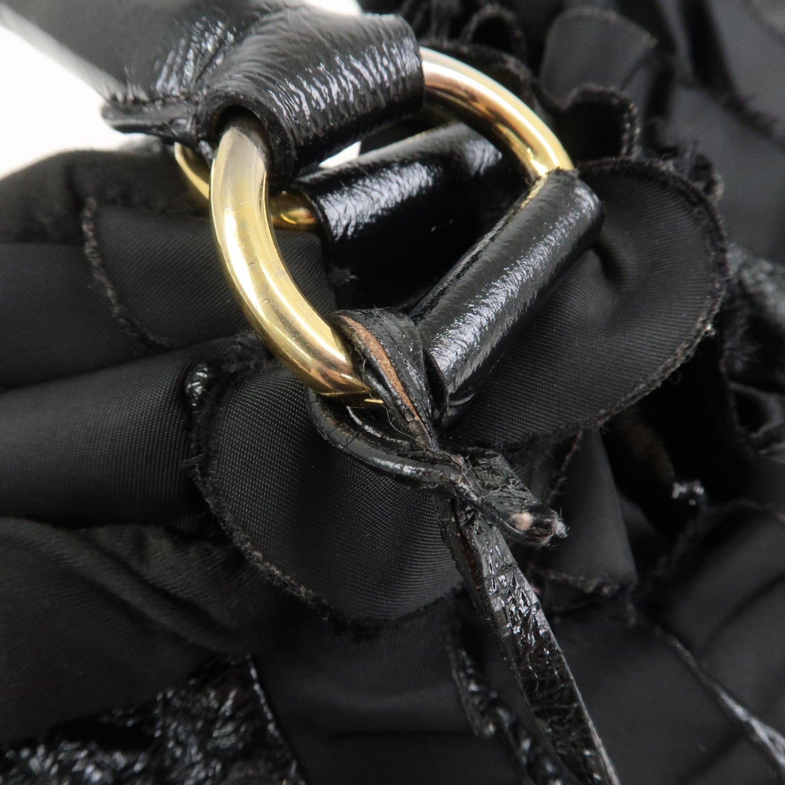 PRADA Patent Nylon Leather Shoulder Bag Hand Bag Black BR4176