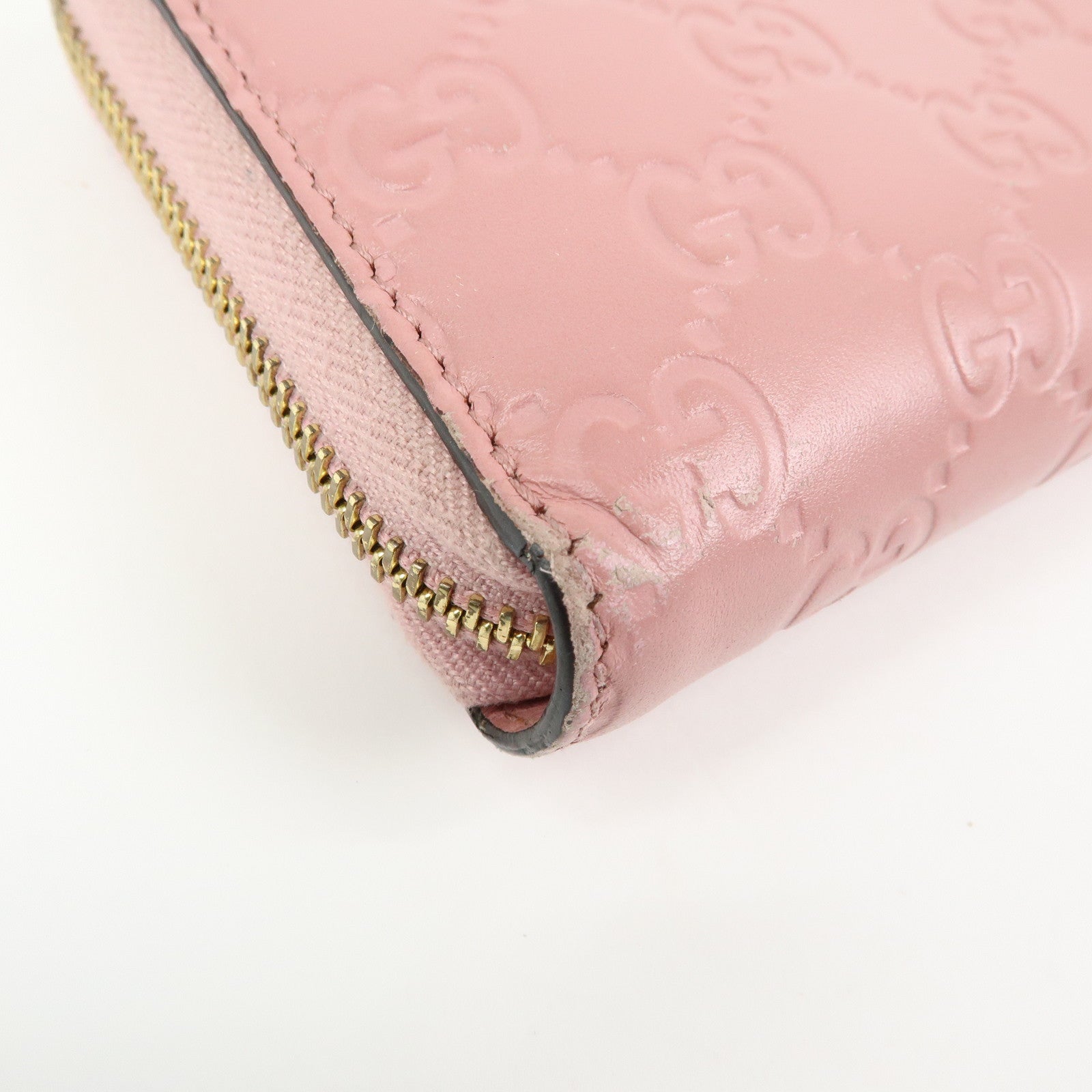 GUCCI Guccissima Leather Round Zippy Long Wallet Pink 410102