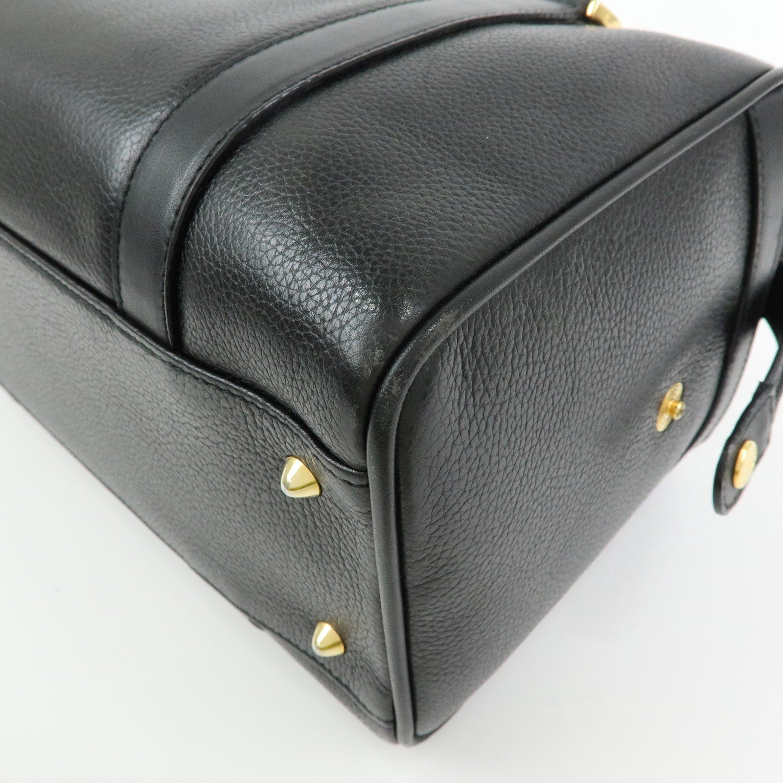 GUCCI Interlocking G Leather Boston Bag Hand Bag Black 000・58・0093