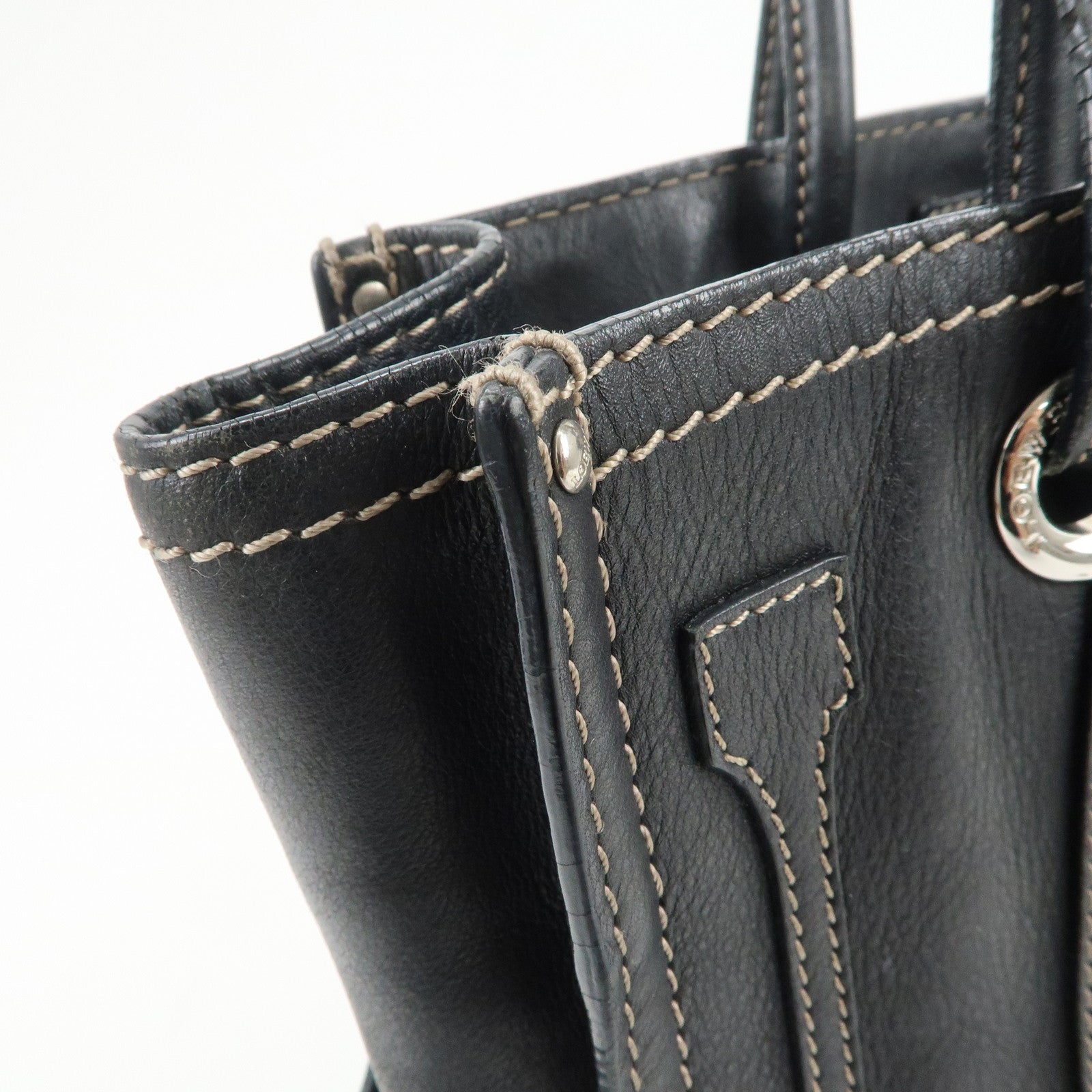 LOEWE Anagram Calf Leather Tote Bag Shoulder Bag Black