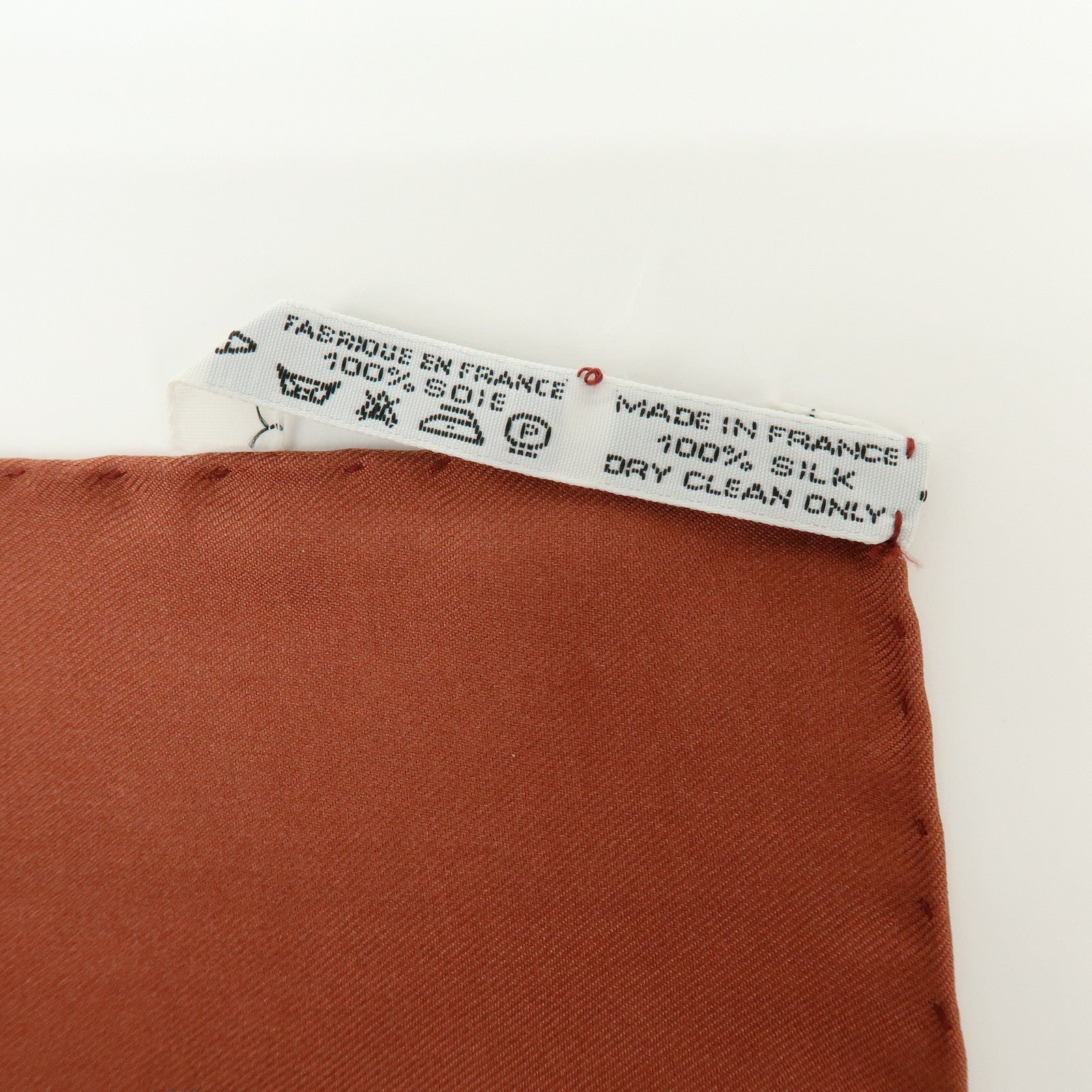 HERMES Carre 90 Silk 100% Scarf MARINE ET CAVALERIE Brown