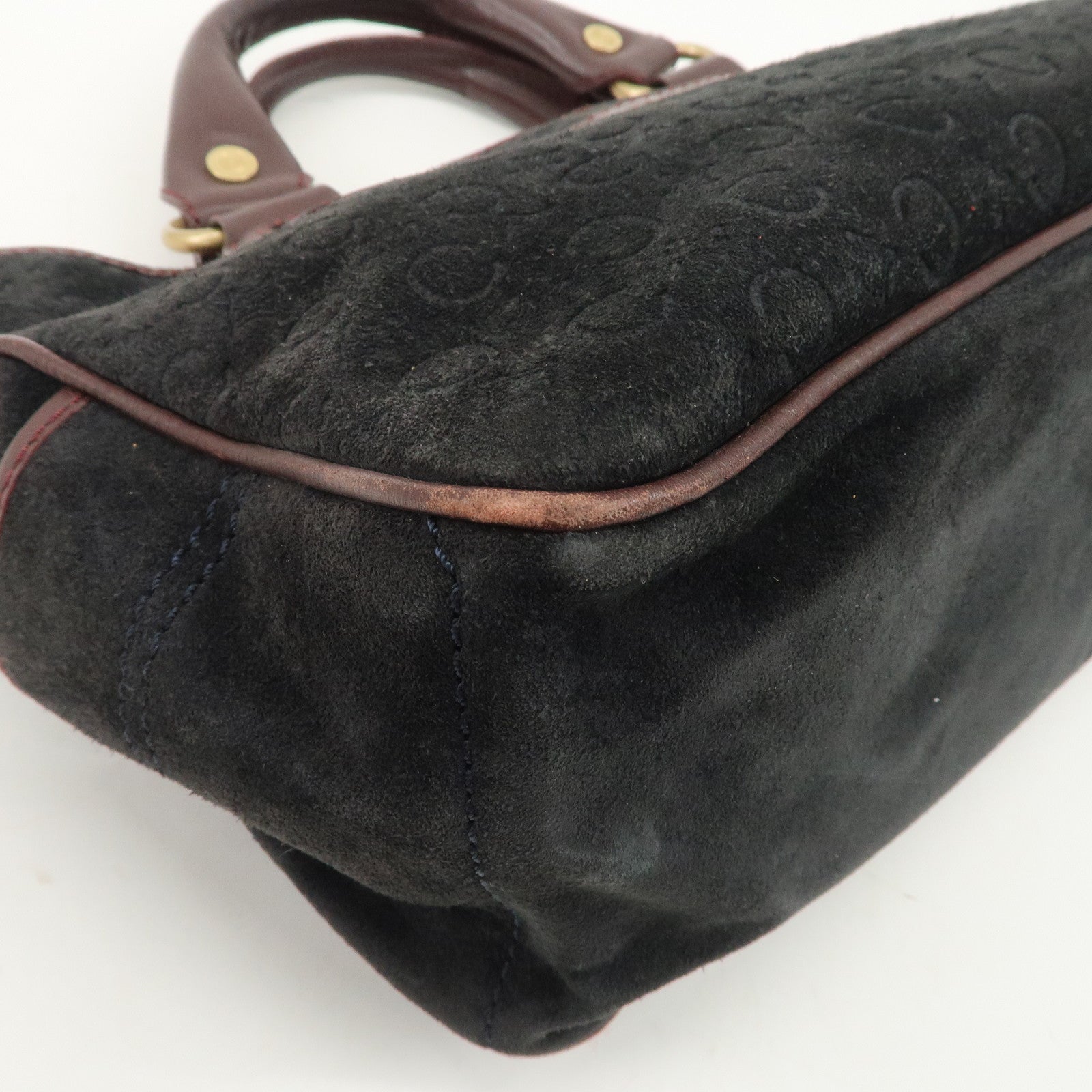 CELINE C Macadam Suede Leather Boogie Bag Bordeaux Black