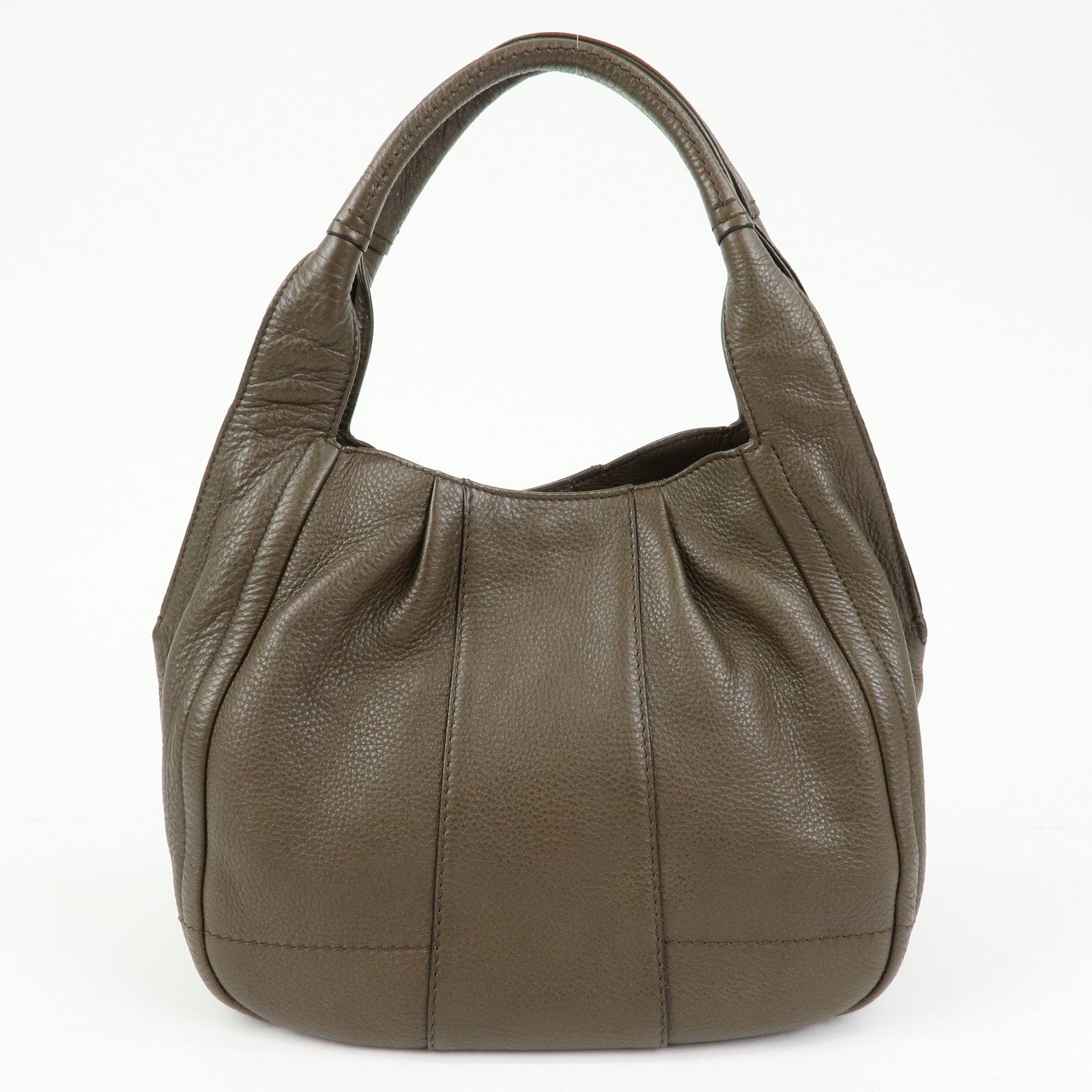 Ferragamo Gancini Calf Leather Hand Bag Shoulder Bag Khaki