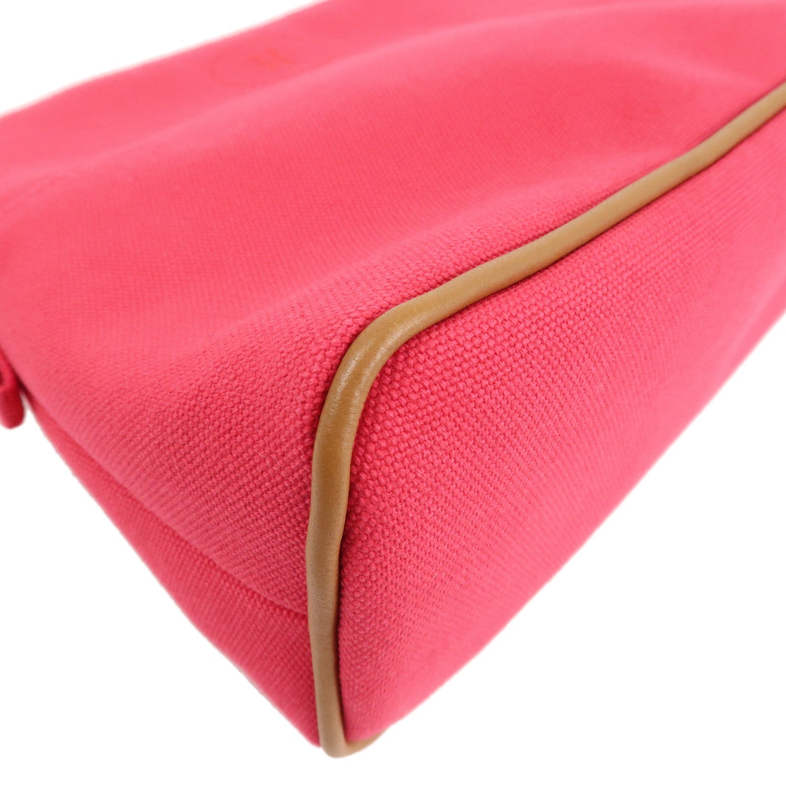 HERMES Canvas Leather Bolide Pouch MM Cosmetic Pouch Pink Used