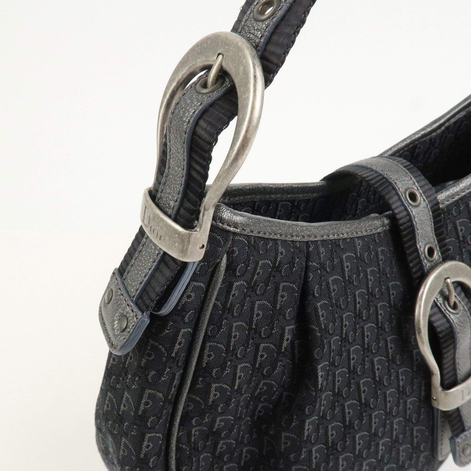 Christian Dior Trotter Canvas Leather Shoulder Bag Hand Bag Black