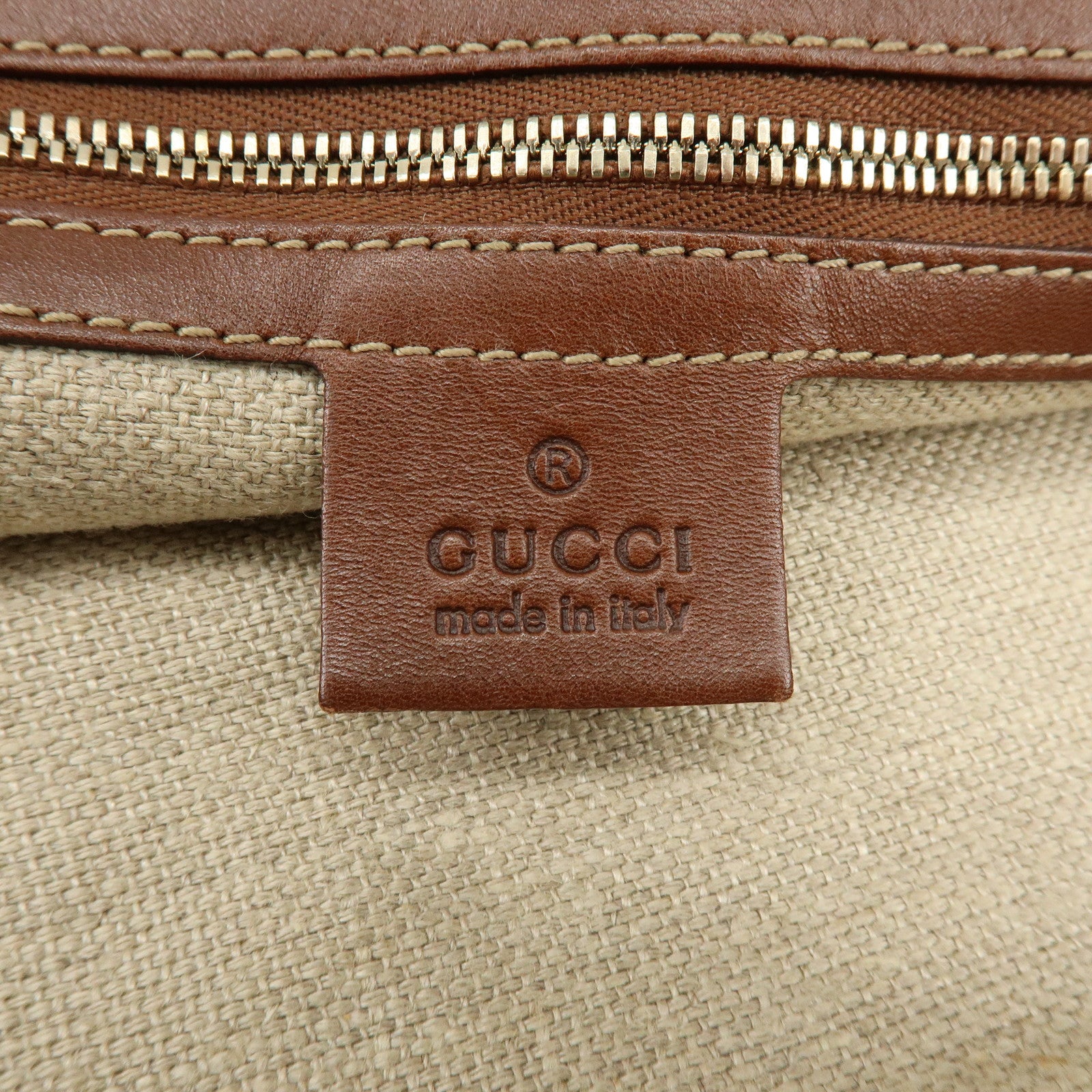 GUCCI Leather Shoulder Bag Brown 154401