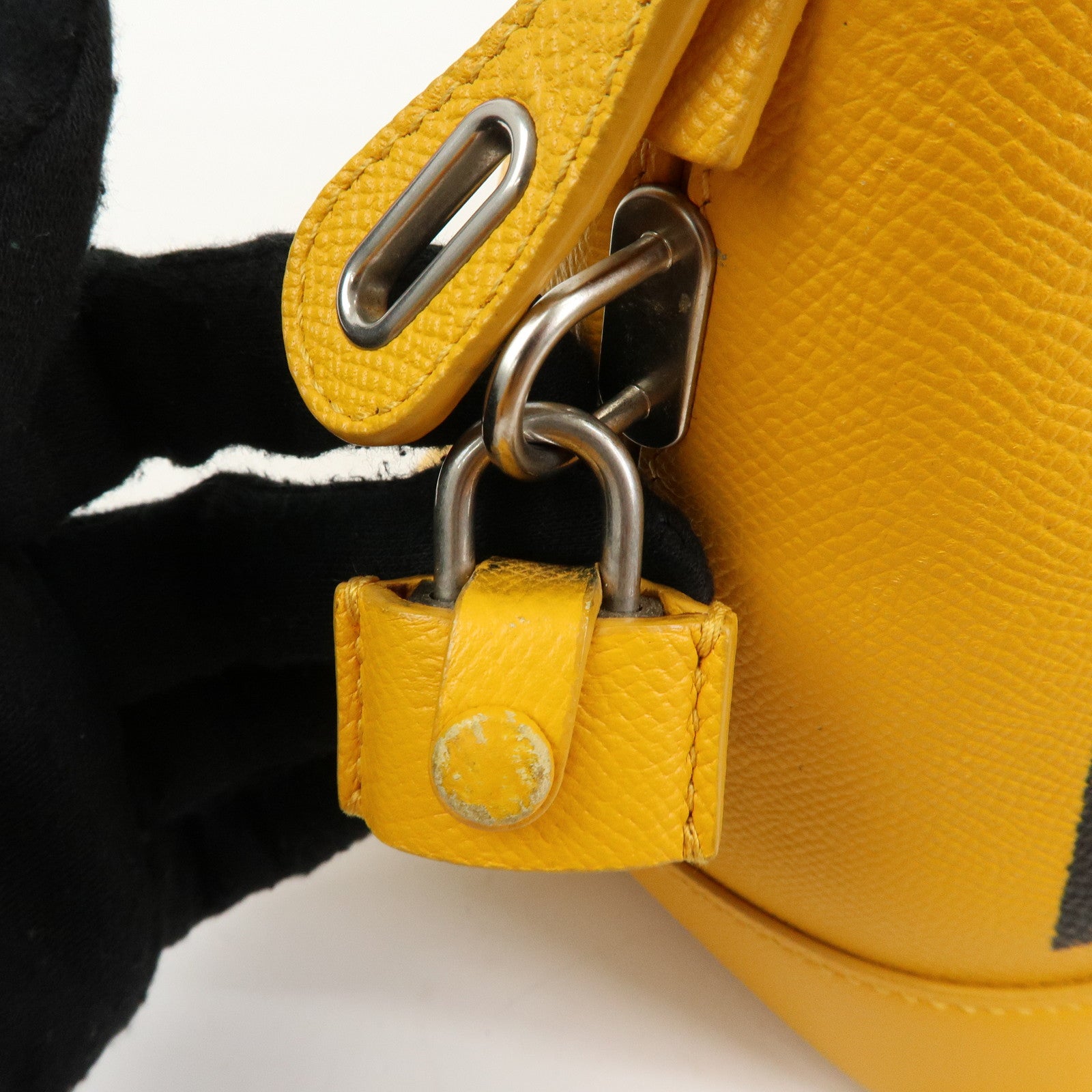 BALENCIAGA Ville Top Handle Leather 2Way Bag Hand Bag Yellow