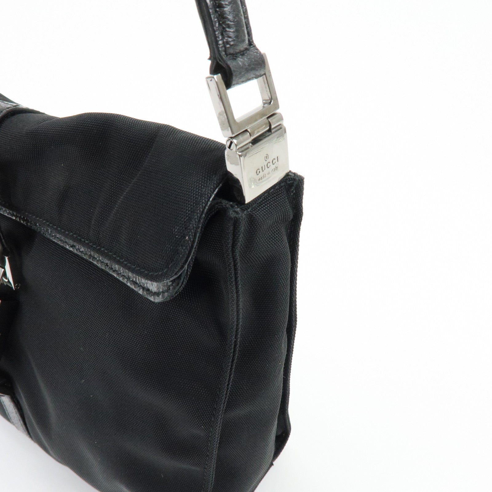 GUCCI Jackie Canvas Leather Shoulder Bag Hand  Bag Black 001・3734