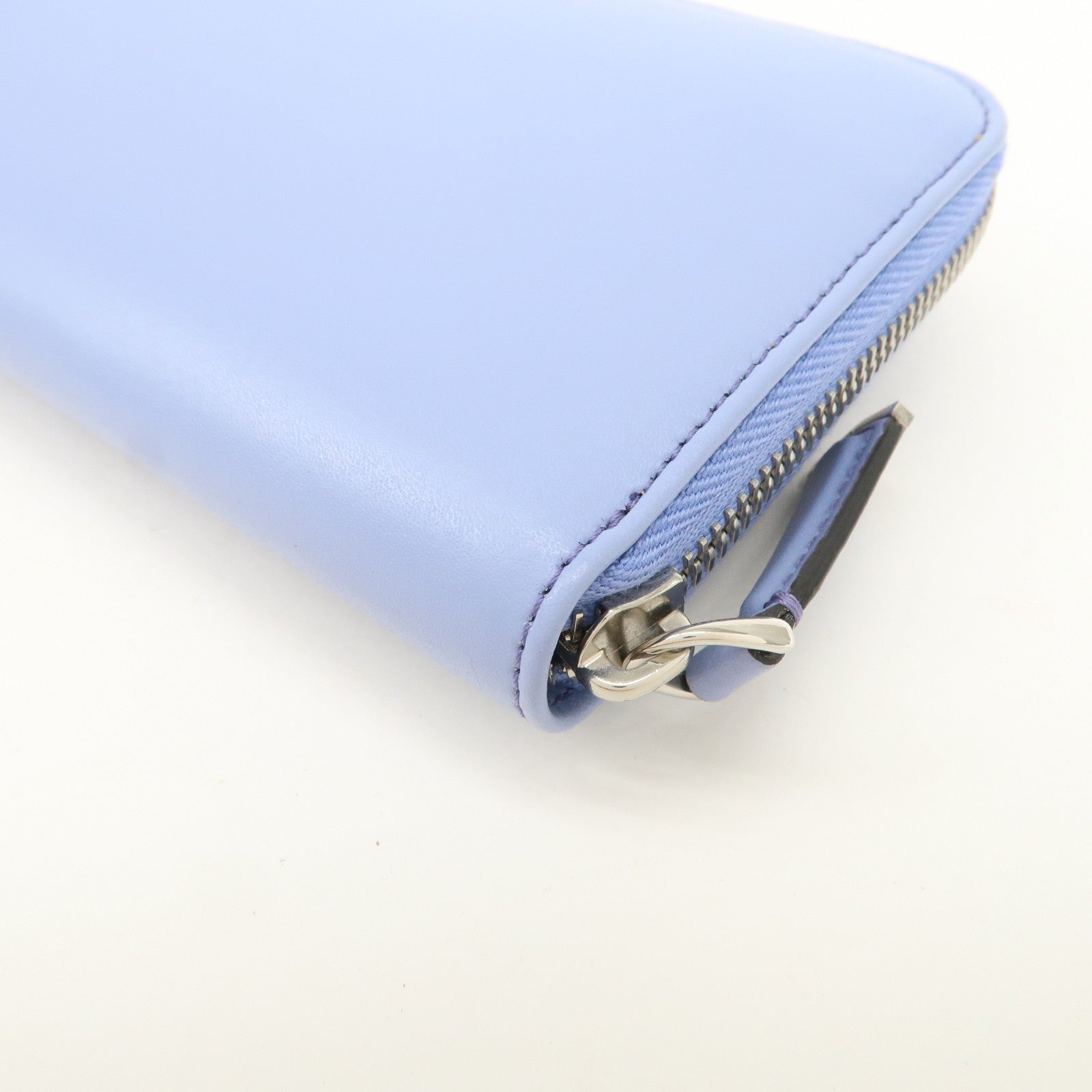 FENDI Plexiglass Studs Round Zippy Long Wallet Light Blue 8M0299