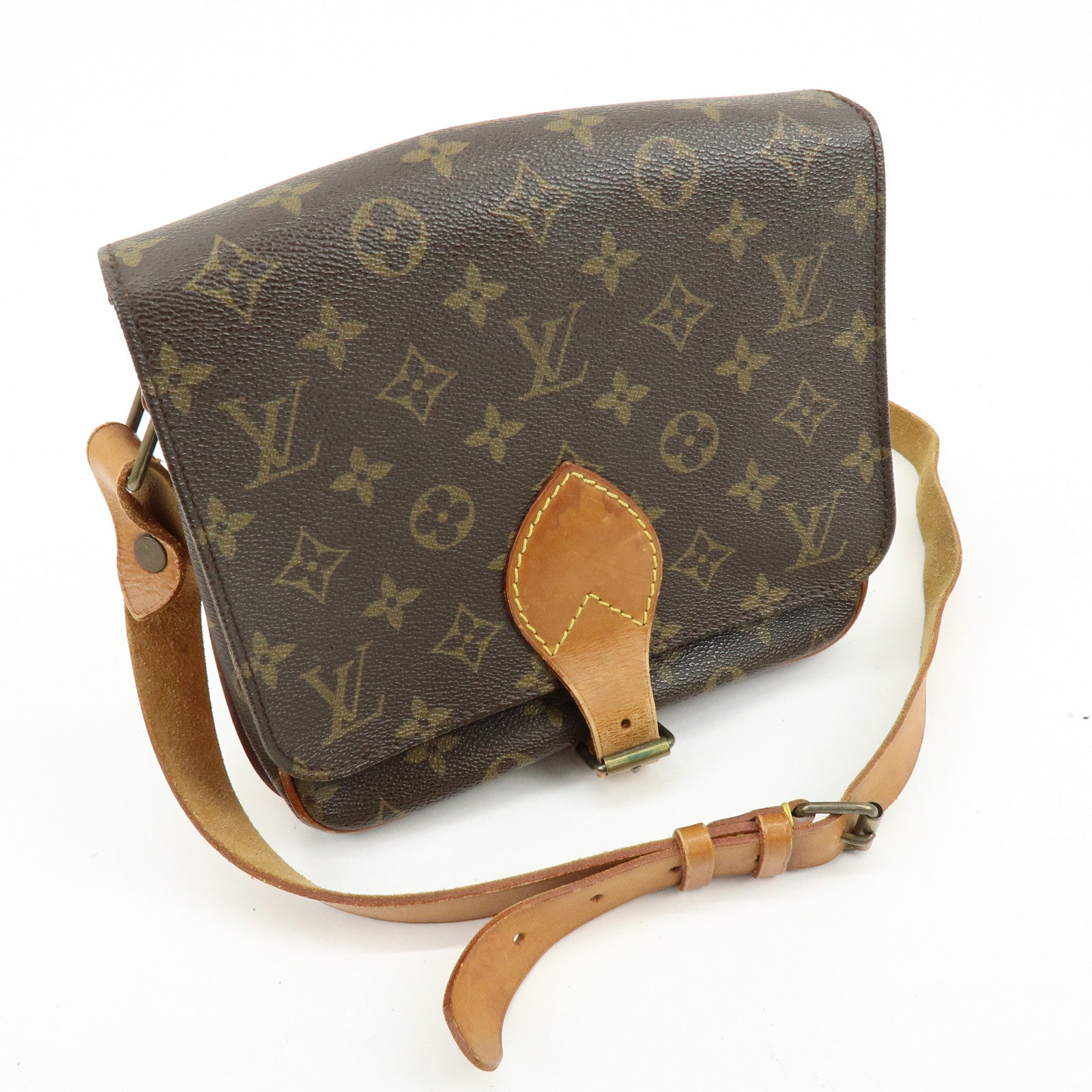 Louis Vuitton Monogram Cartouchiere MM Shoulder Bag Brown M51253