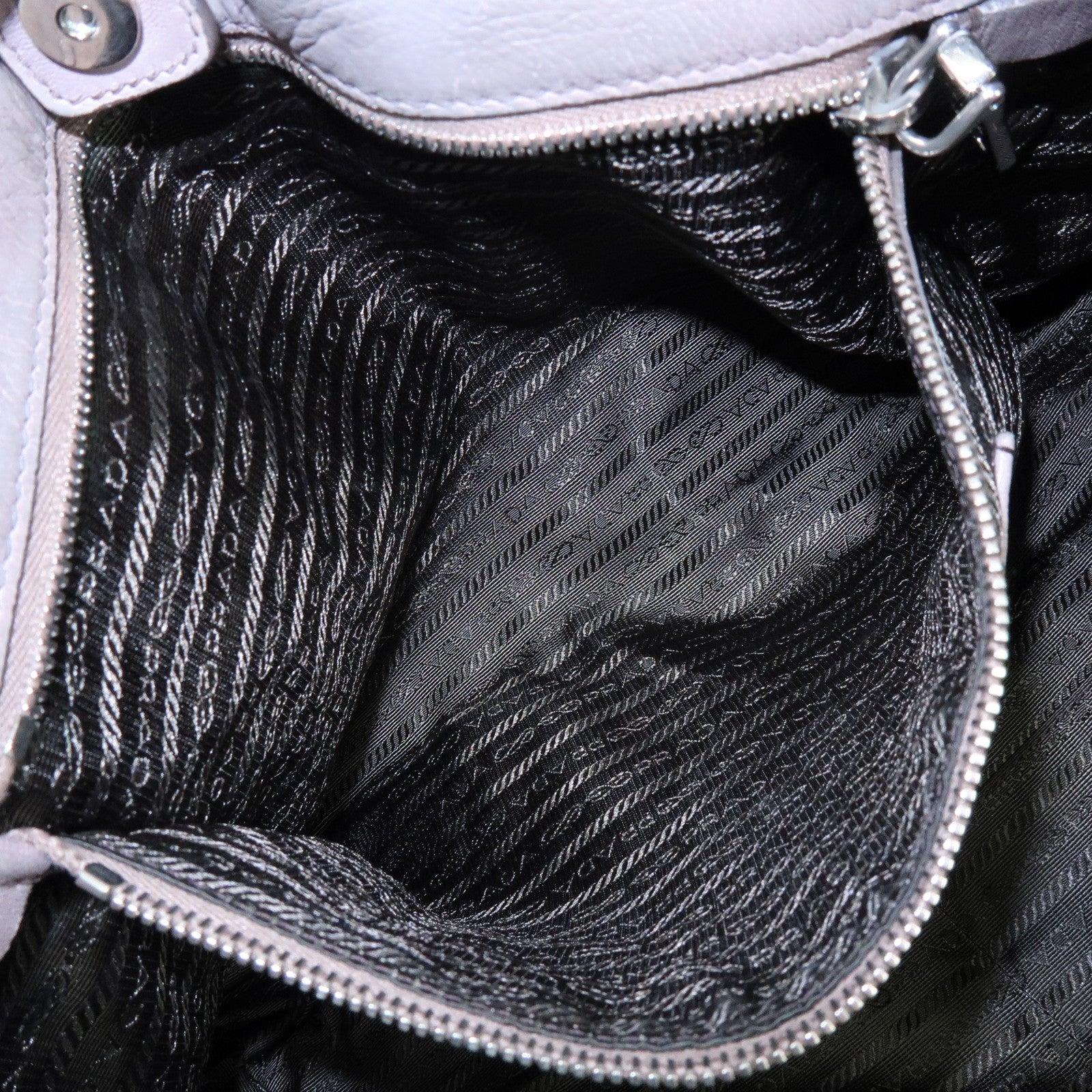 PRADA Logo Leather 2Way Bag Hand Bag Shoulder Bag Gray