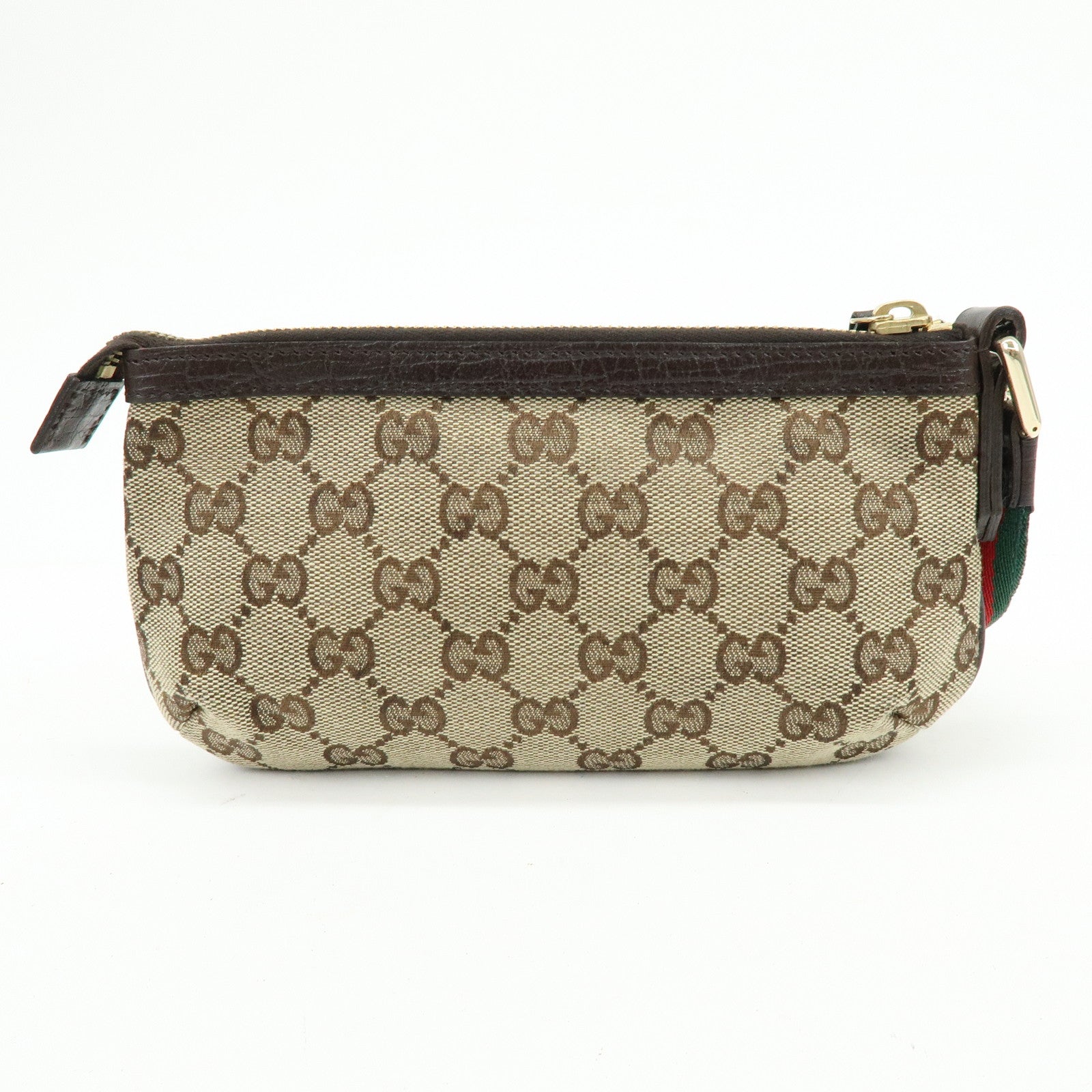 GUCCI Sherry GG Canvas Leather Pouch Jackie Charm Beige 152507