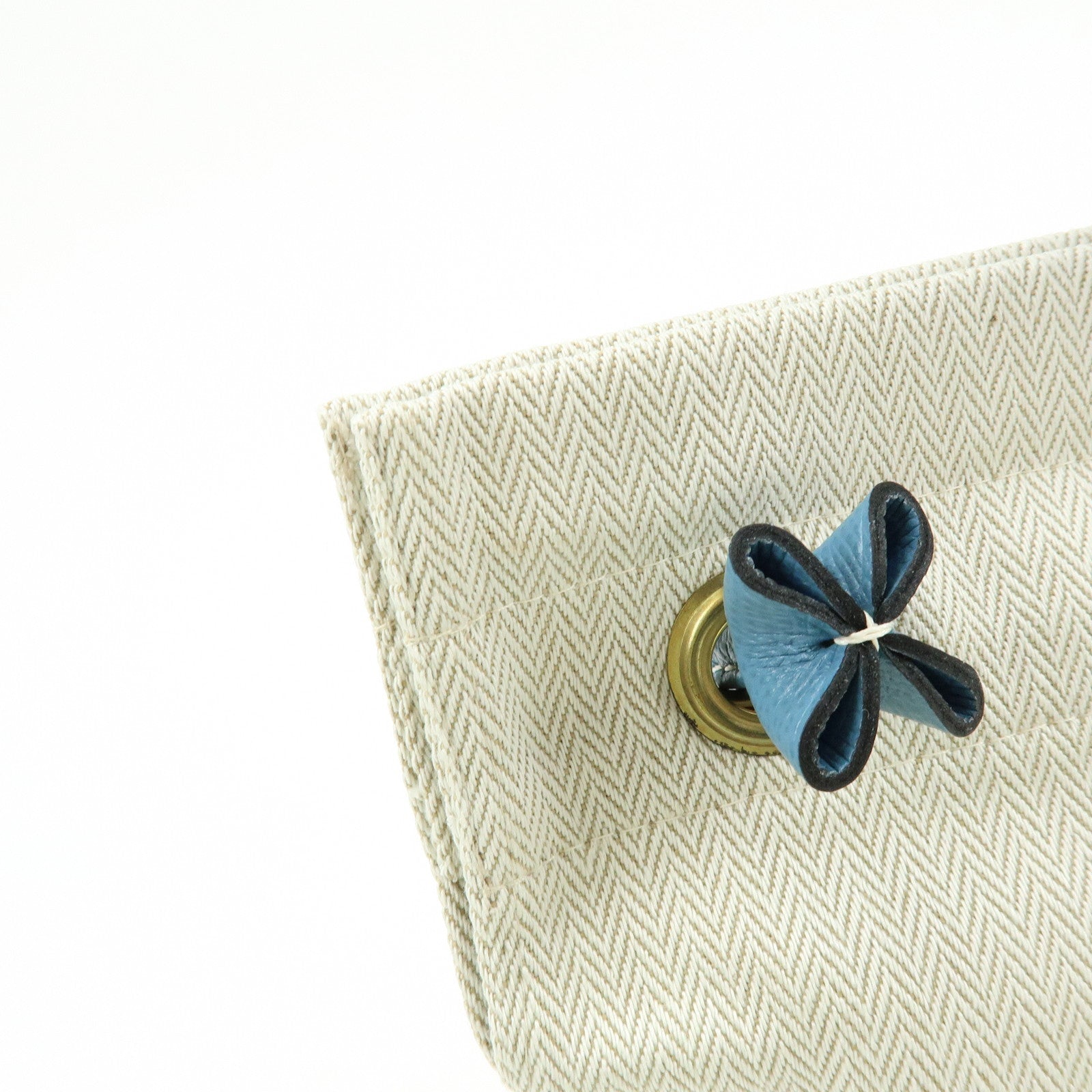 HERMES Aline PM Canvas Leather Shoulder Bag Hand Bag Natural Blue