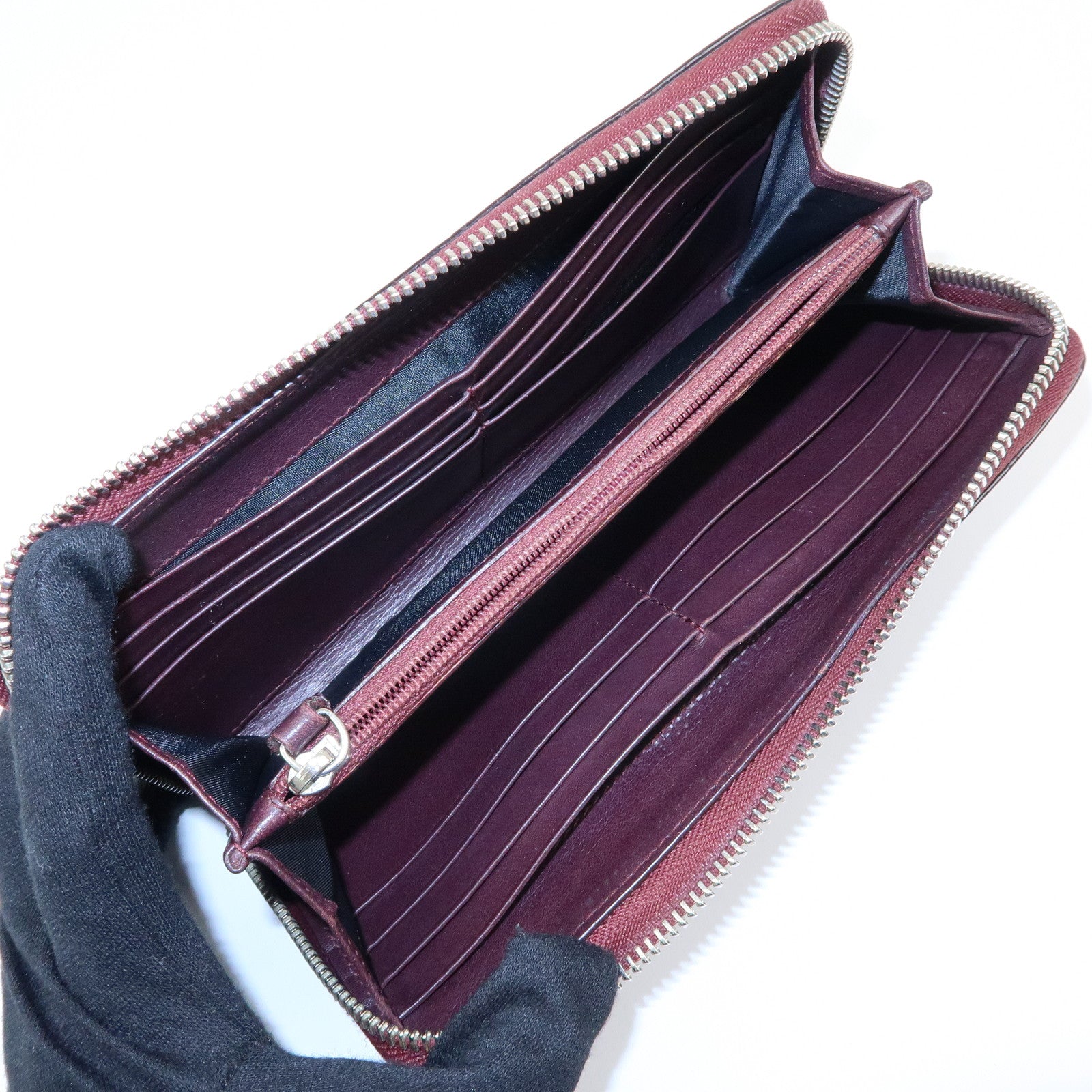 Christian Dior Trotter Patent Leather Round Zippy Wallet Purple