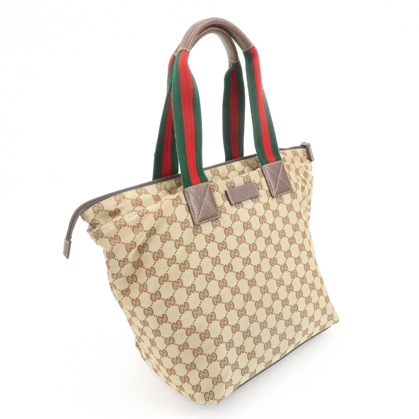 GUCCI Sherry GG Canvas Leather Tote Bag Shoulder Bag Brown 131231