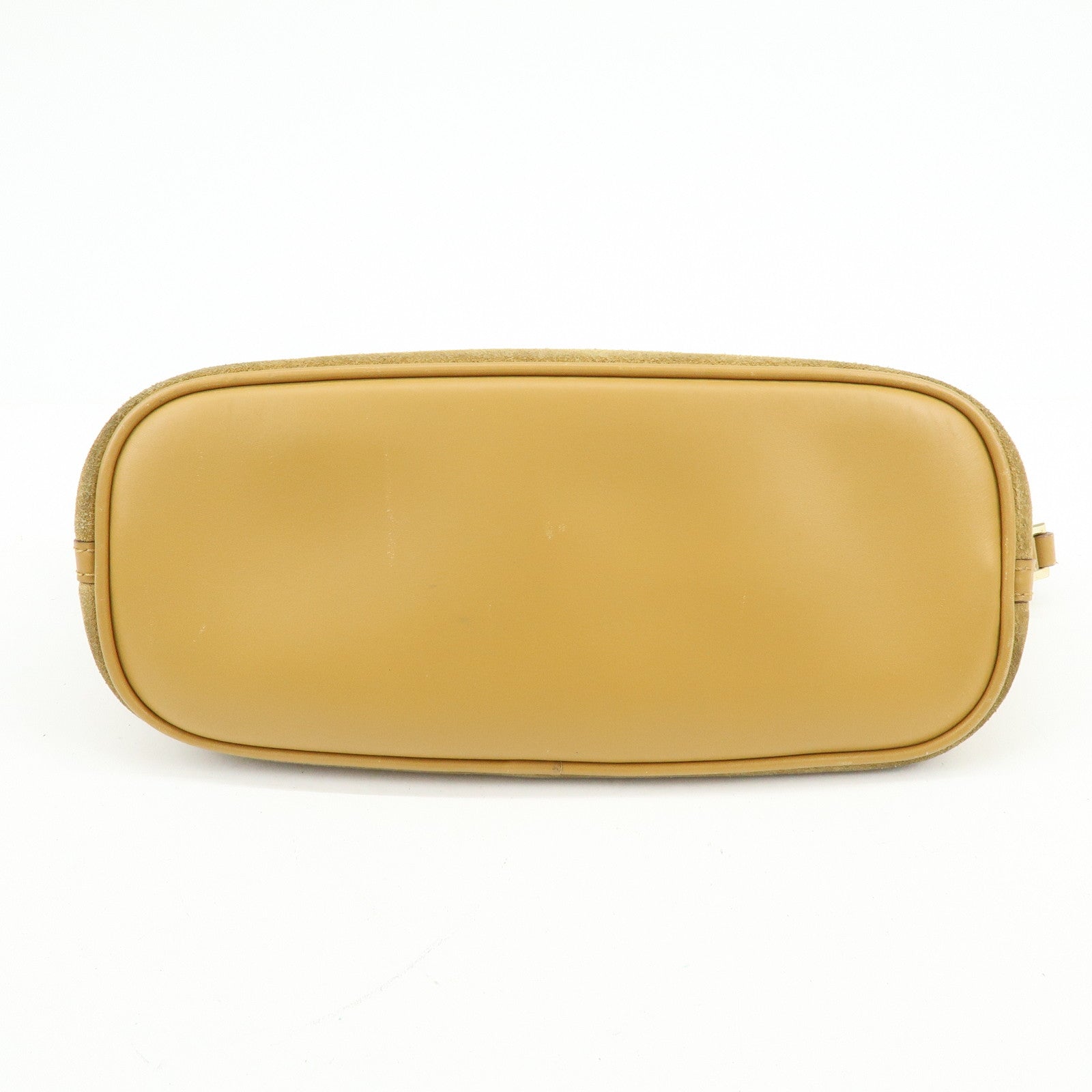 GUCCI Boat Bag Suede Leather Pouch Hand Bag Brown 039.1103