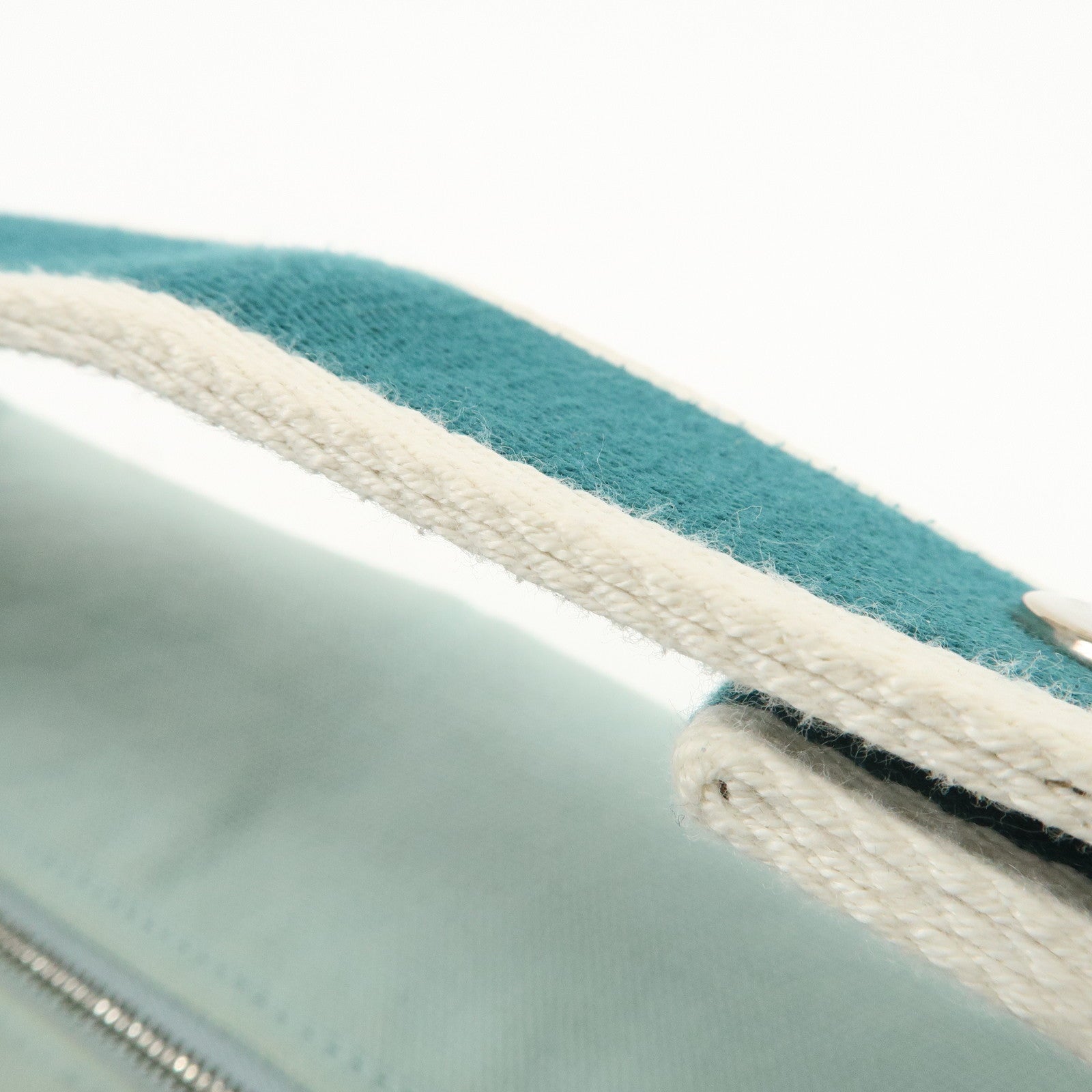 HERMES Bride A Brac GM Canvas Leather Hand Bag Pouch Light Blue