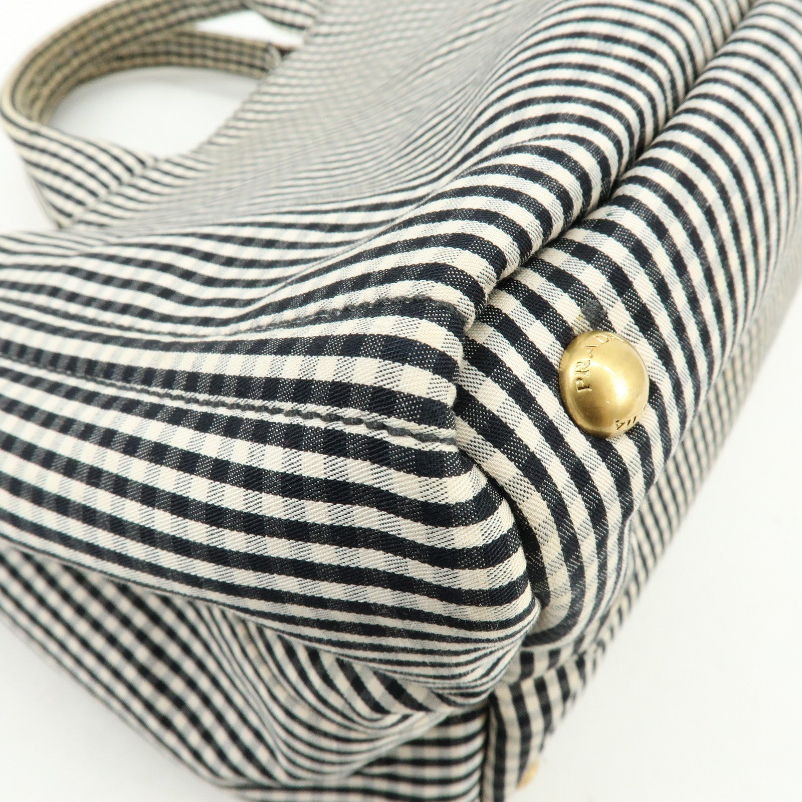 PRADA Canapa Canvas 2Way Bag Hand Bag Shoulder Bag Black Ivory