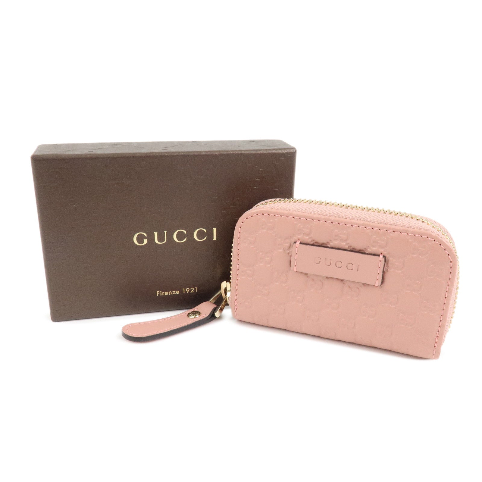 GUCCI Micro Guccissima Leather Coin Case Coin Purse Pink 449896
