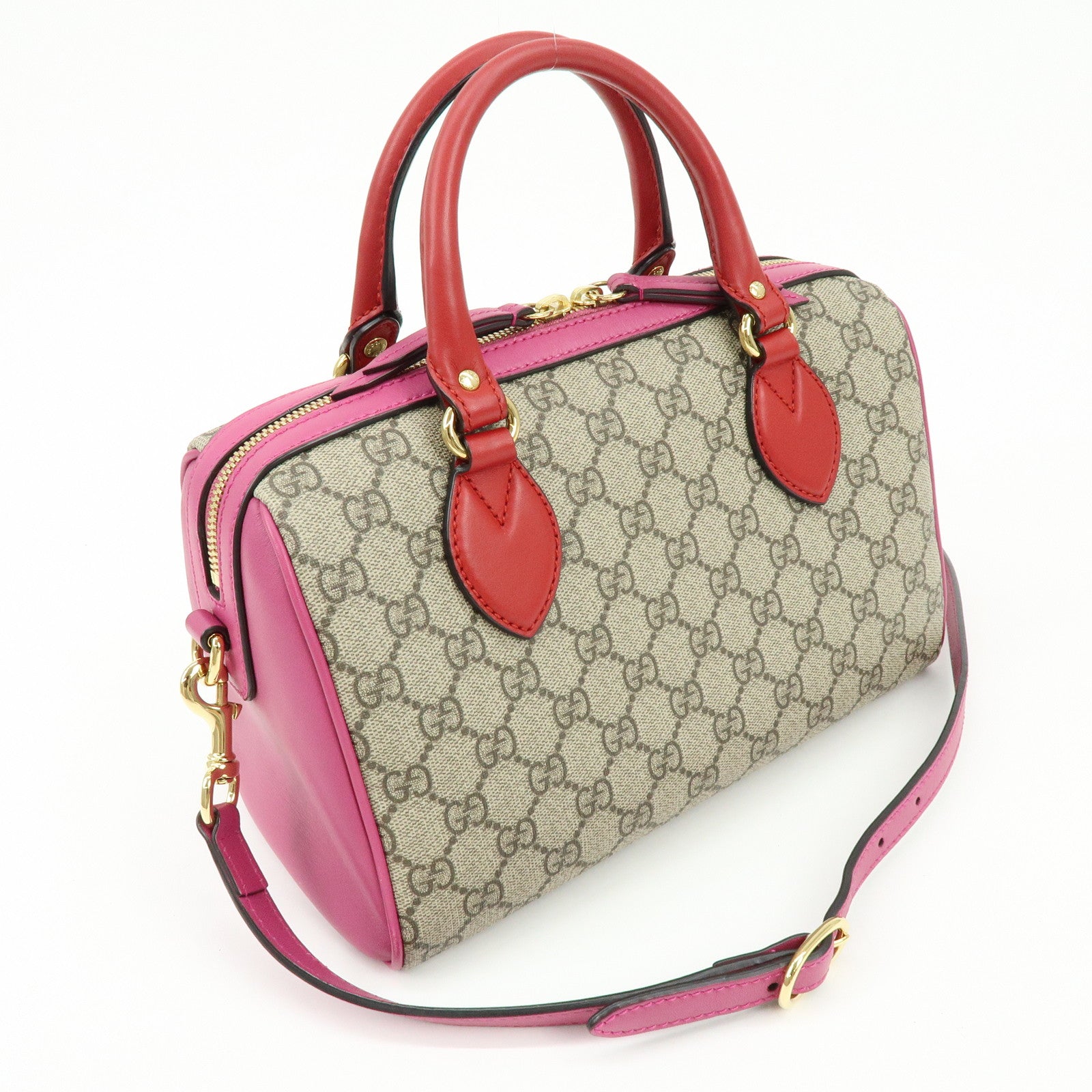 GUCCI GG Supreme Leather 2WAY Shoulder Bag Beige Red Pink 409529