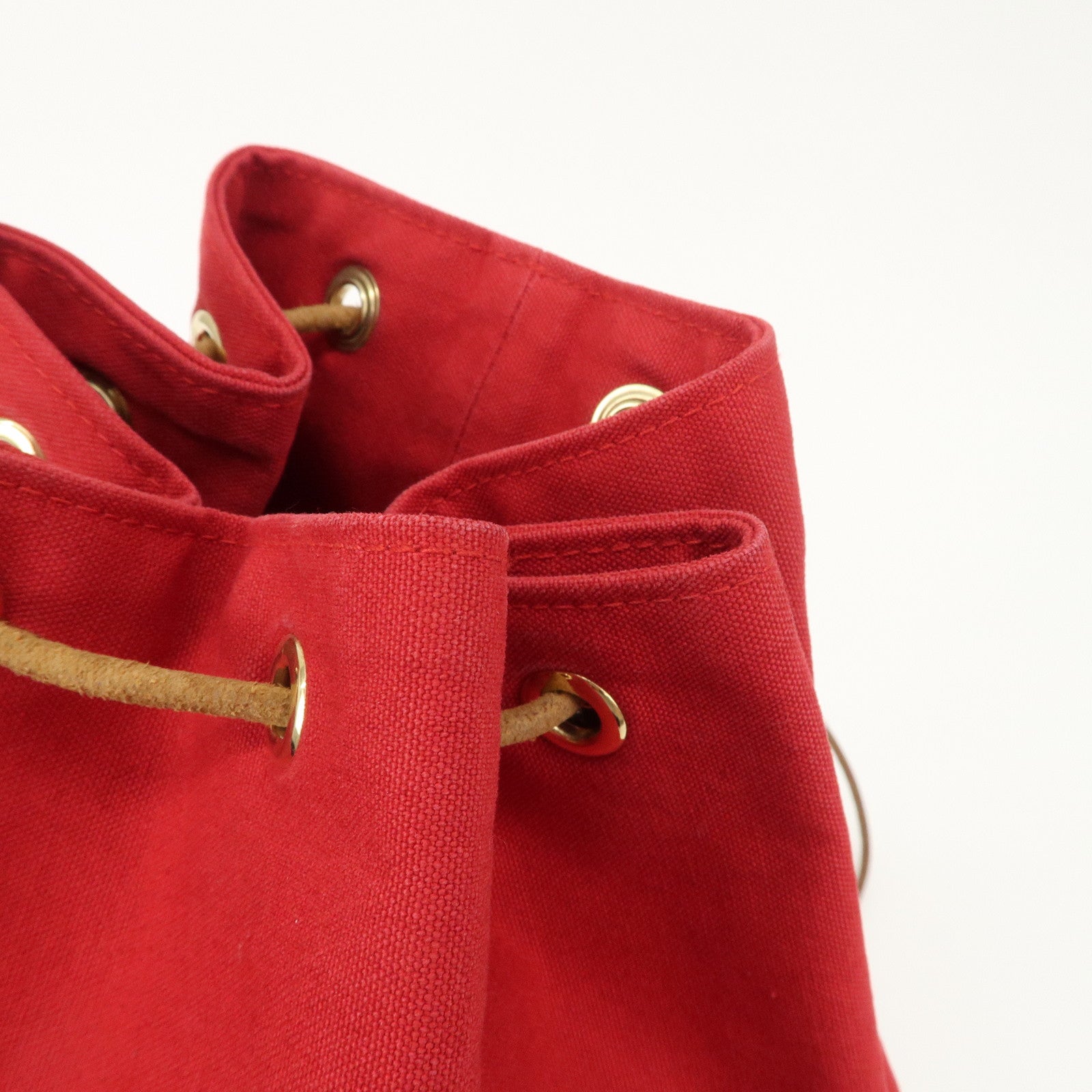 HERMES Porochon Mimil Canvas Leather PM Shoulder Bag Red